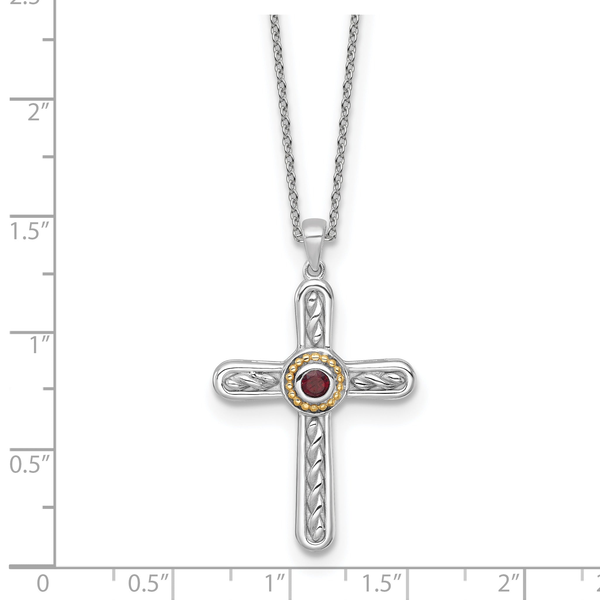 Sterling Silver Natural Garnet Cross Extension Necklace