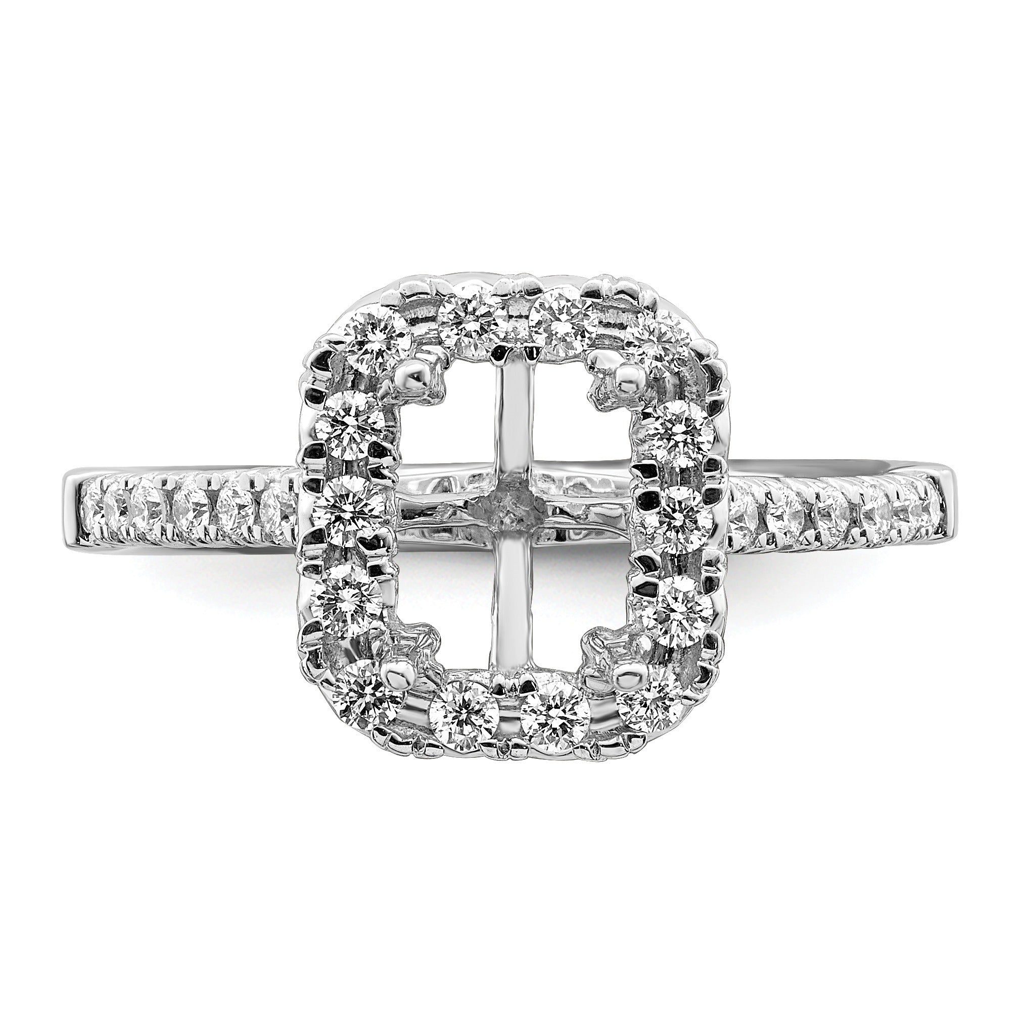 Emerald-Cut White Lab-Grown Diamond Prong 14K White Gold Halo Engagement Ring