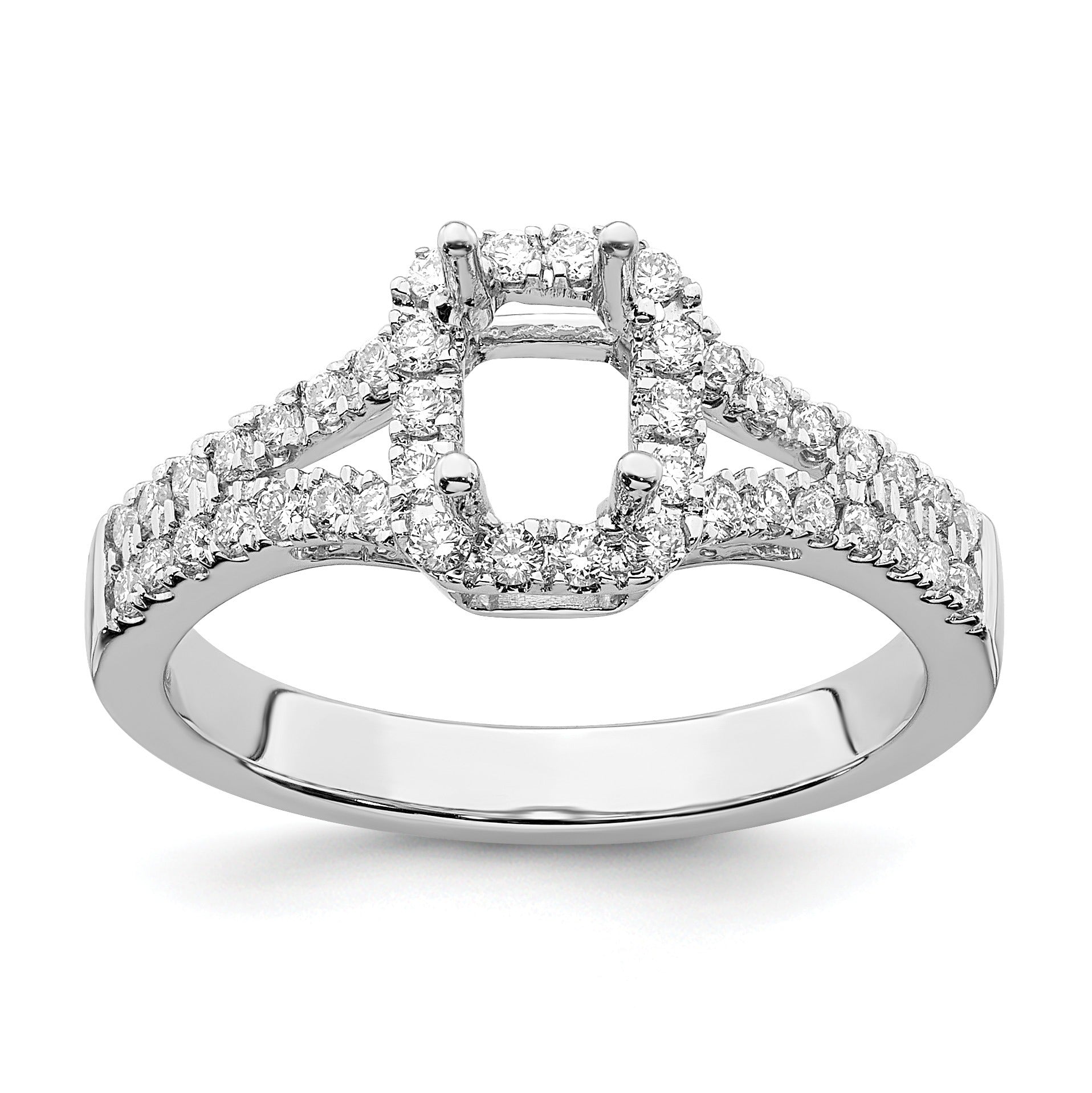 White Lab-Grown Diamond Prong 14K White Gold Halo Engagement Ring