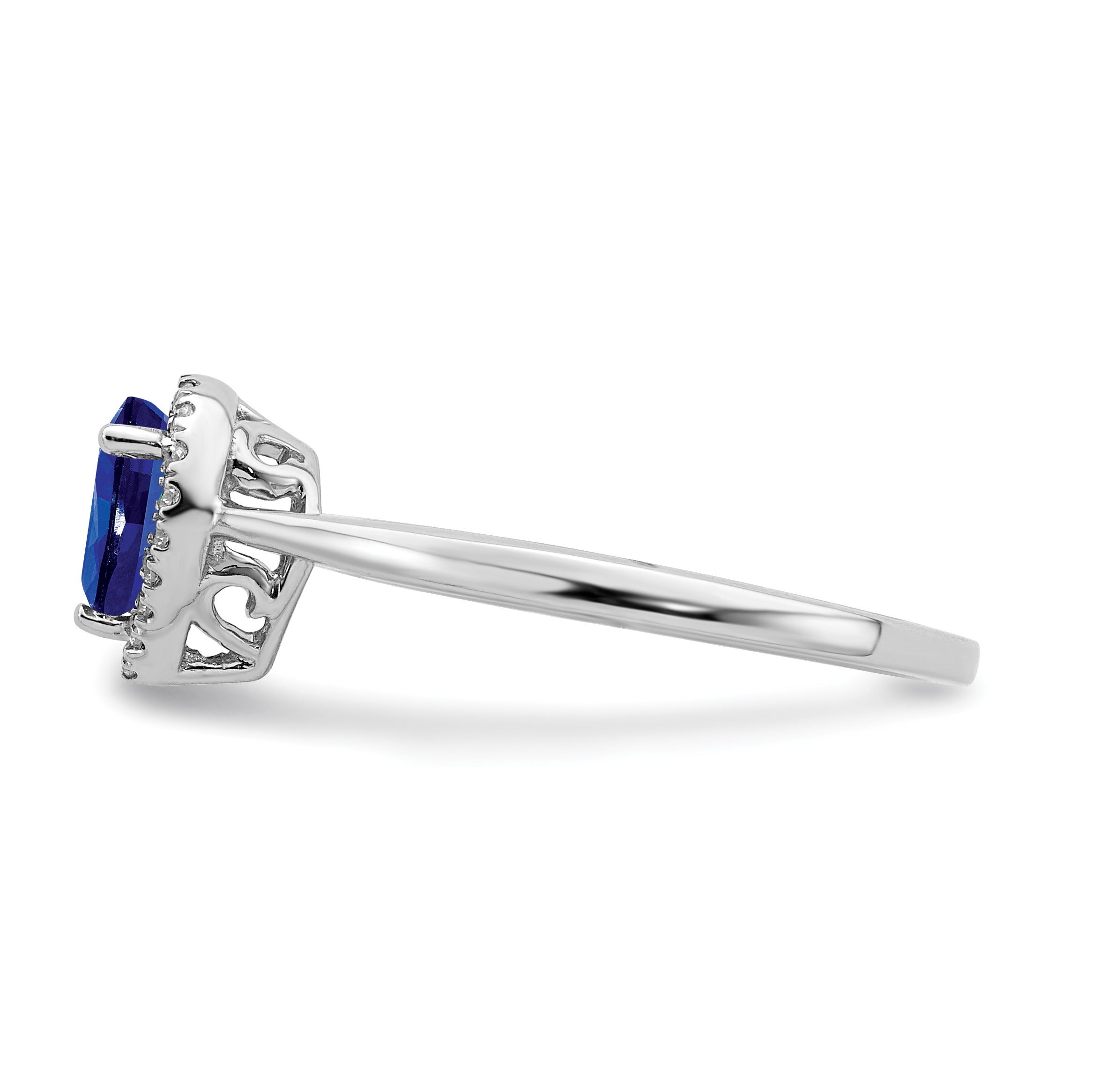 0.5 Ct Pear Blue Sapphire and Diamond 14K Gold Halo Teardrop Ring