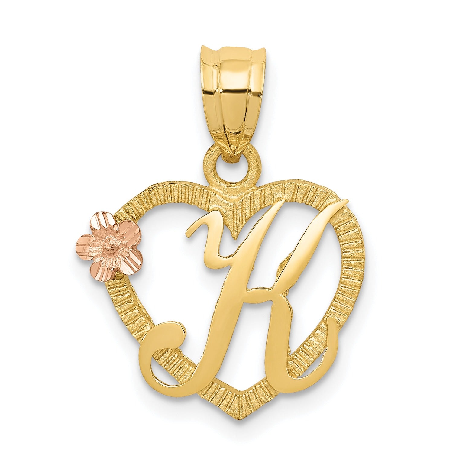 14k Gold Heart Initial Pendants Fine Color Jewels