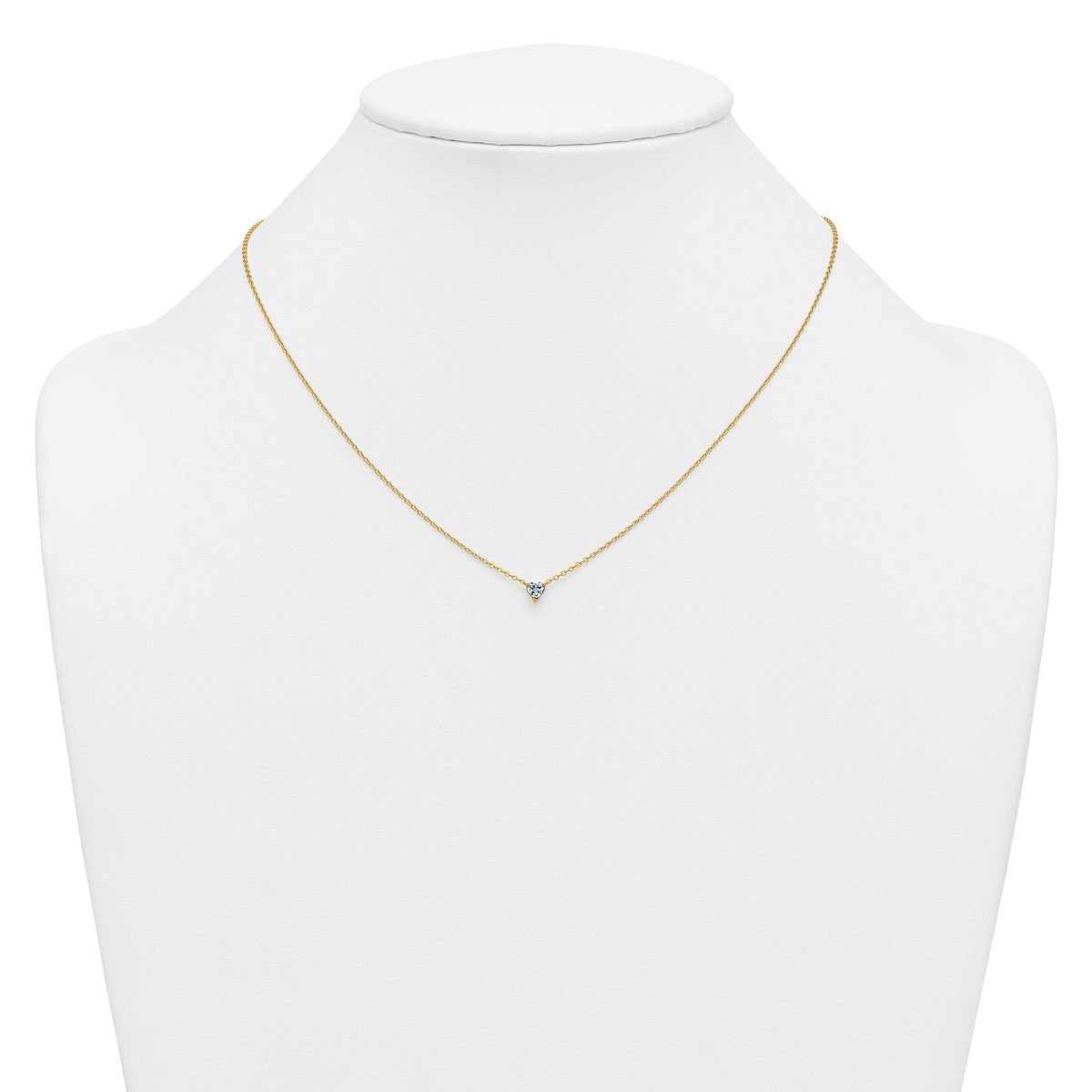 14k Gold Lab Grown Diamond Solitaire Heart Necklace