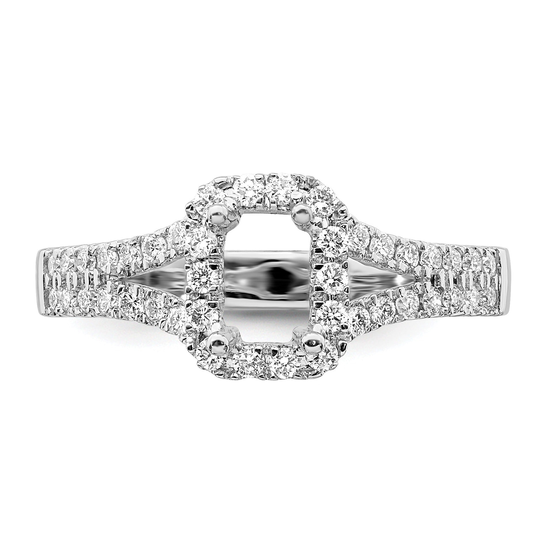 White Lab-Grown Diamond Prong 14K White Gold Halo Engagement Ring