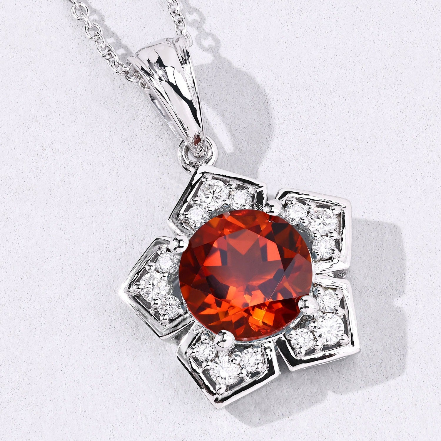 2.53 Ct Genuine Madeira Citrine and Lab Grown Diamond Silver Star Shape Pendant Necklace Fine Color Jewels