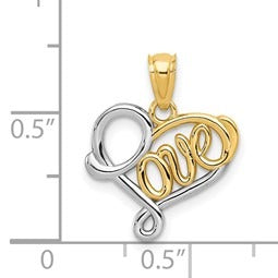 14k Gold LOVE Heart Pendant