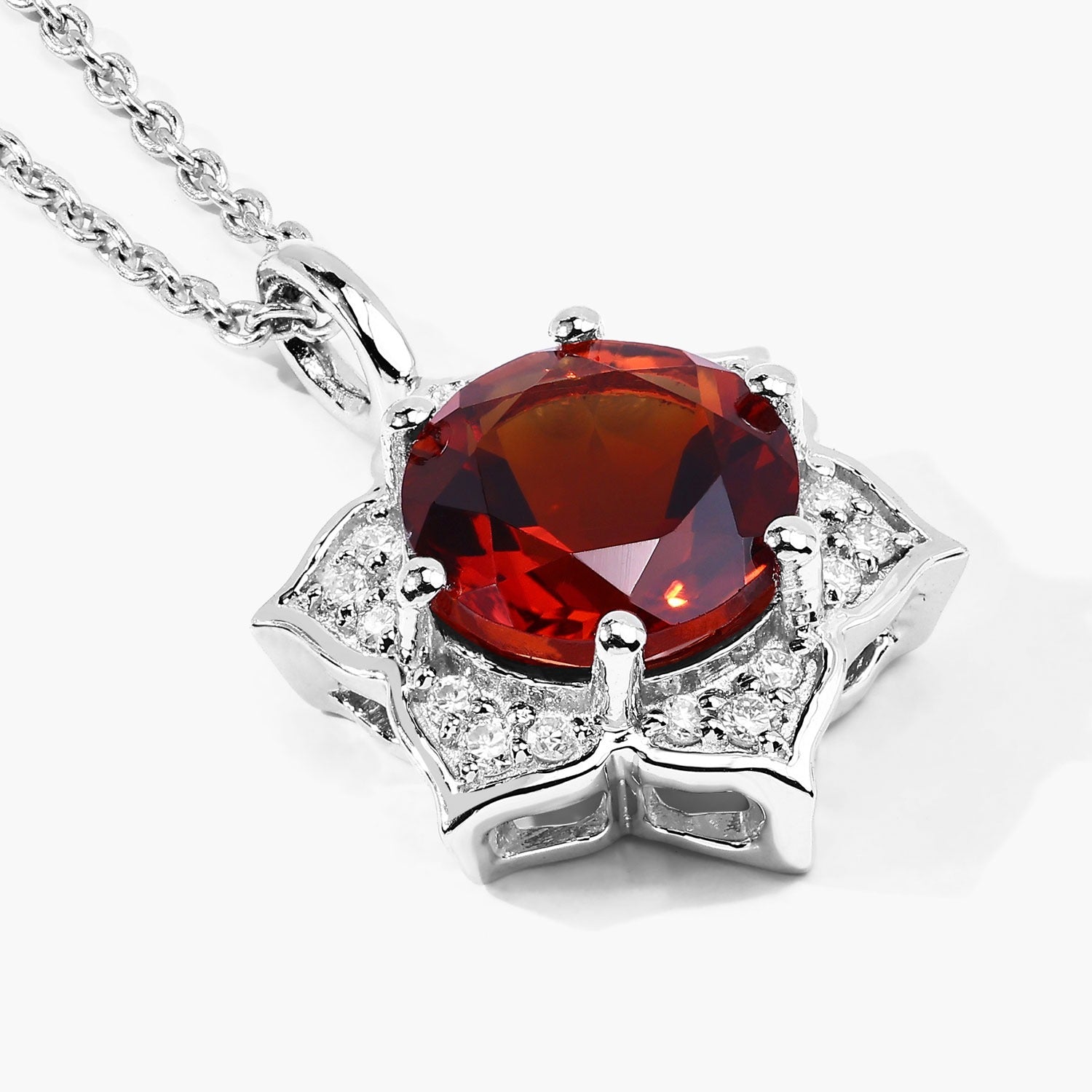 1.63 Ct Genuine Madeira Citrine and Lab Diamond  Silver Star Necklace