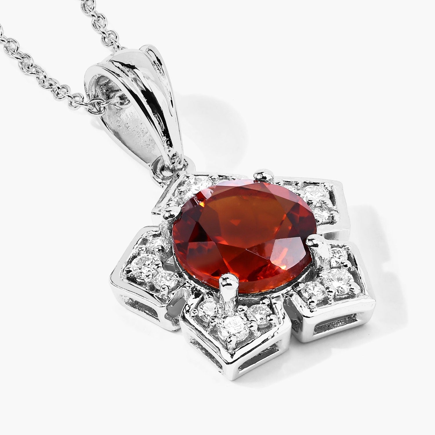 2.53 Ct Genuine Madeira Citrine and Lab Grown Diamond Silver Star Shape Pendant Necklace Fine Color Jewels
