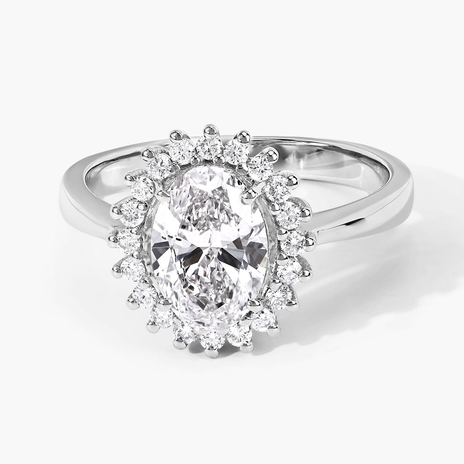 Halo Style 1.73 Ct Lab Diamond Oval Platinum Bridal Floral Ring