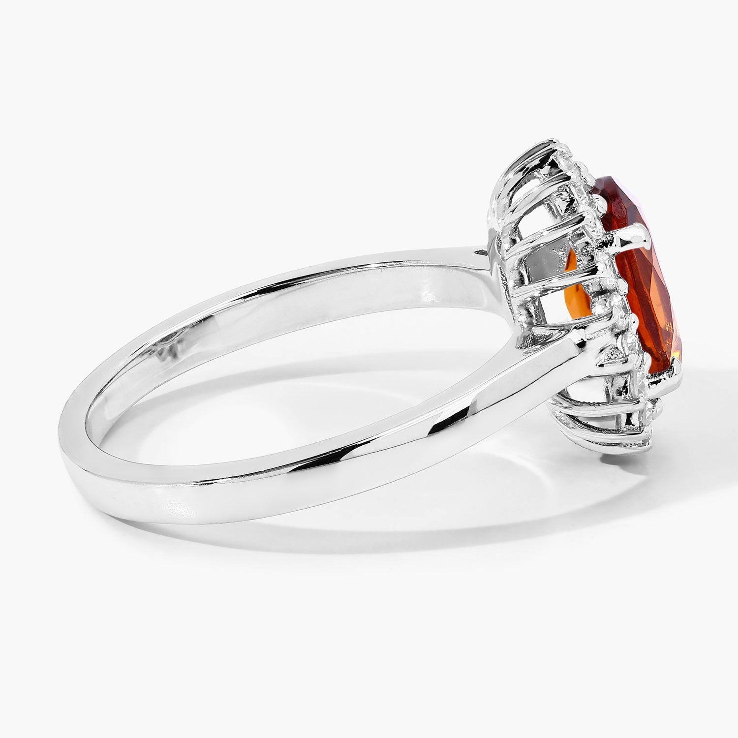1.97 Ct Genuine Madeira Citrine and Lab Grown Diamond Silver Halo Ring