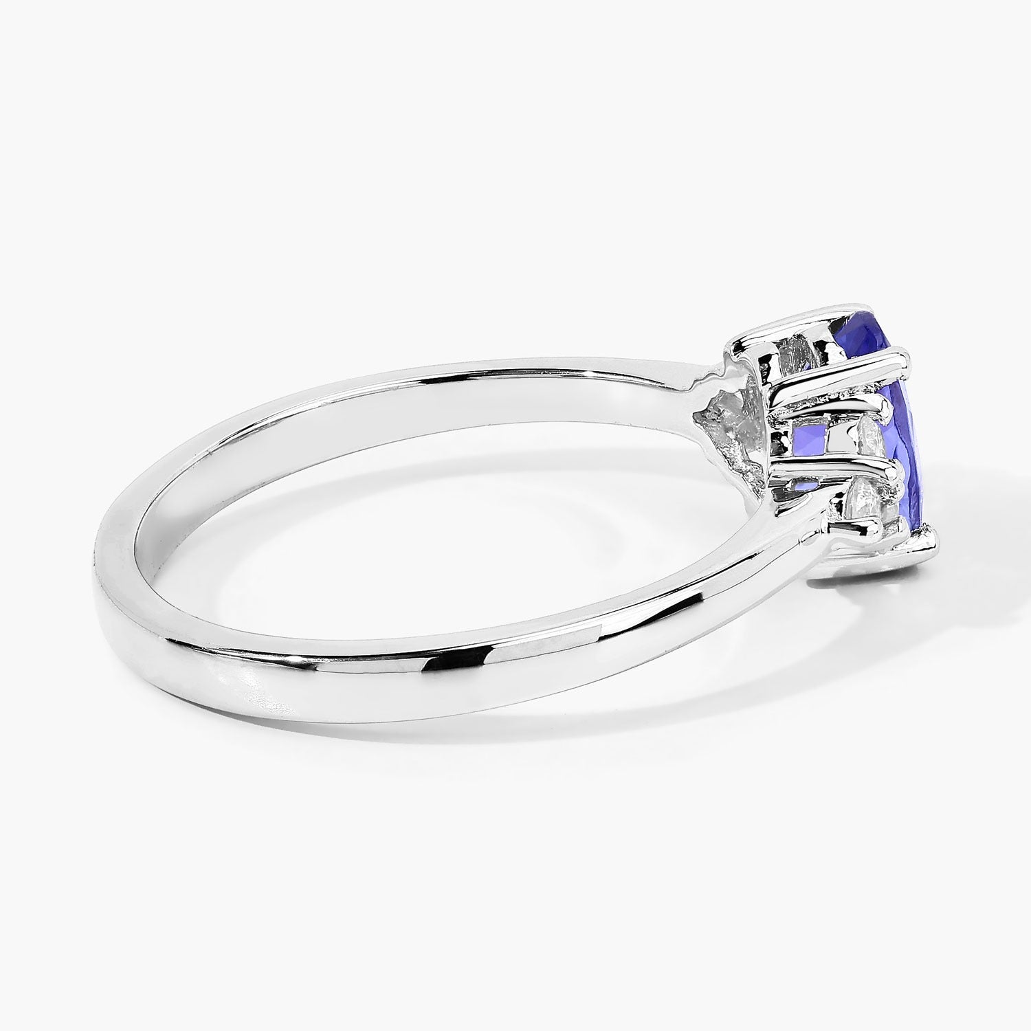 0.90 Ct Genuine Tanzanite and Lab Diamond Silver Oval Cocktail Ring Fine Color Jewels