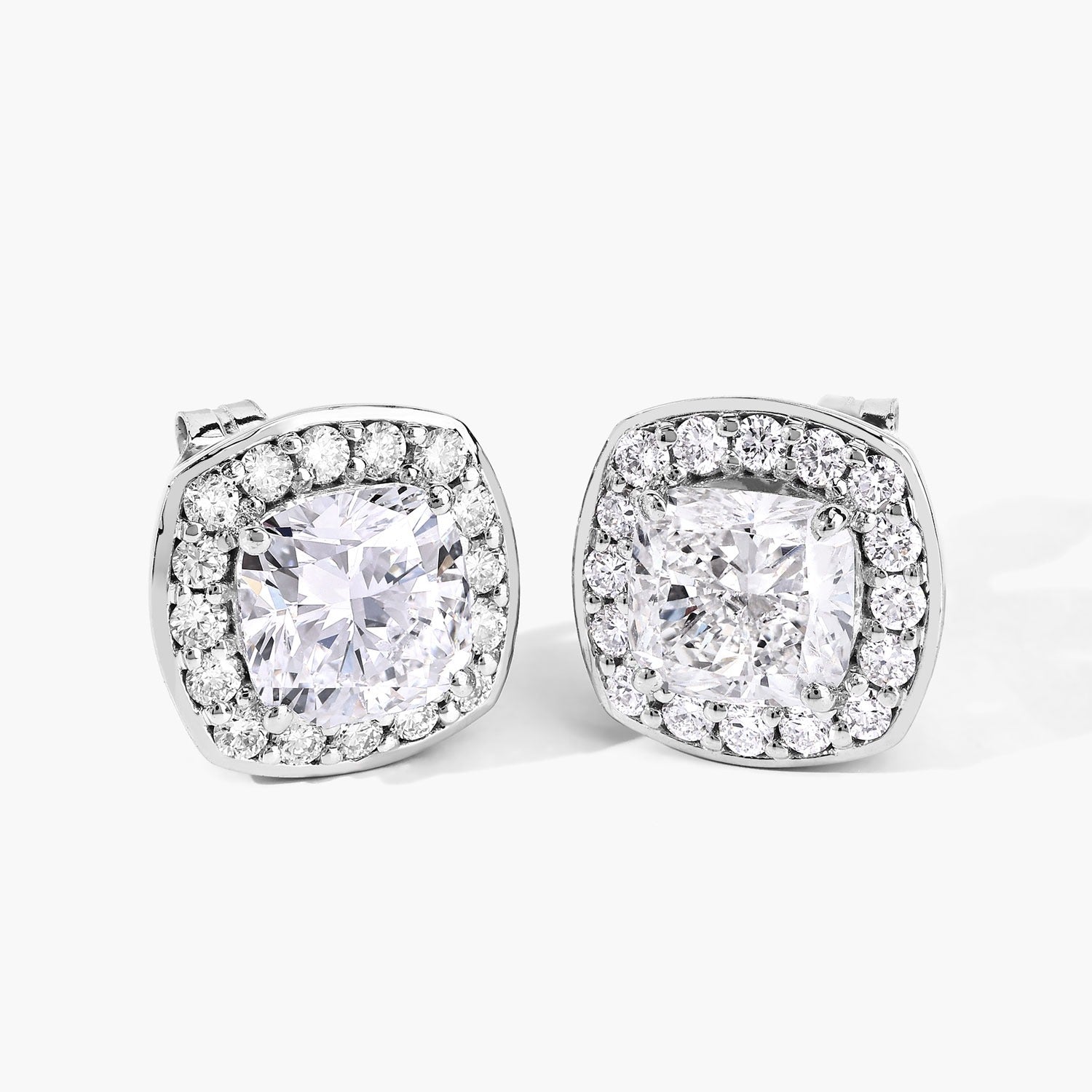 3.08 Ct Cushion Lab Grown Diamond Prong Platinum Bridal Stud Earrings