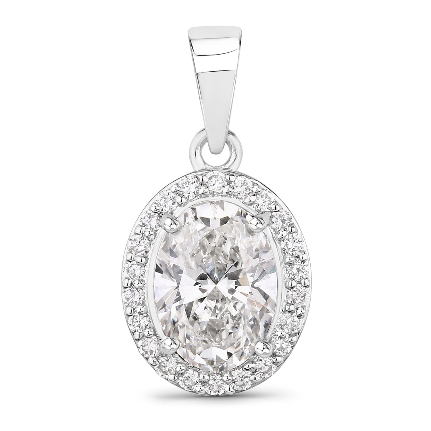 1.82 Ct Lab Grown Diamond Platinum Oval Halo Bridal Pendant