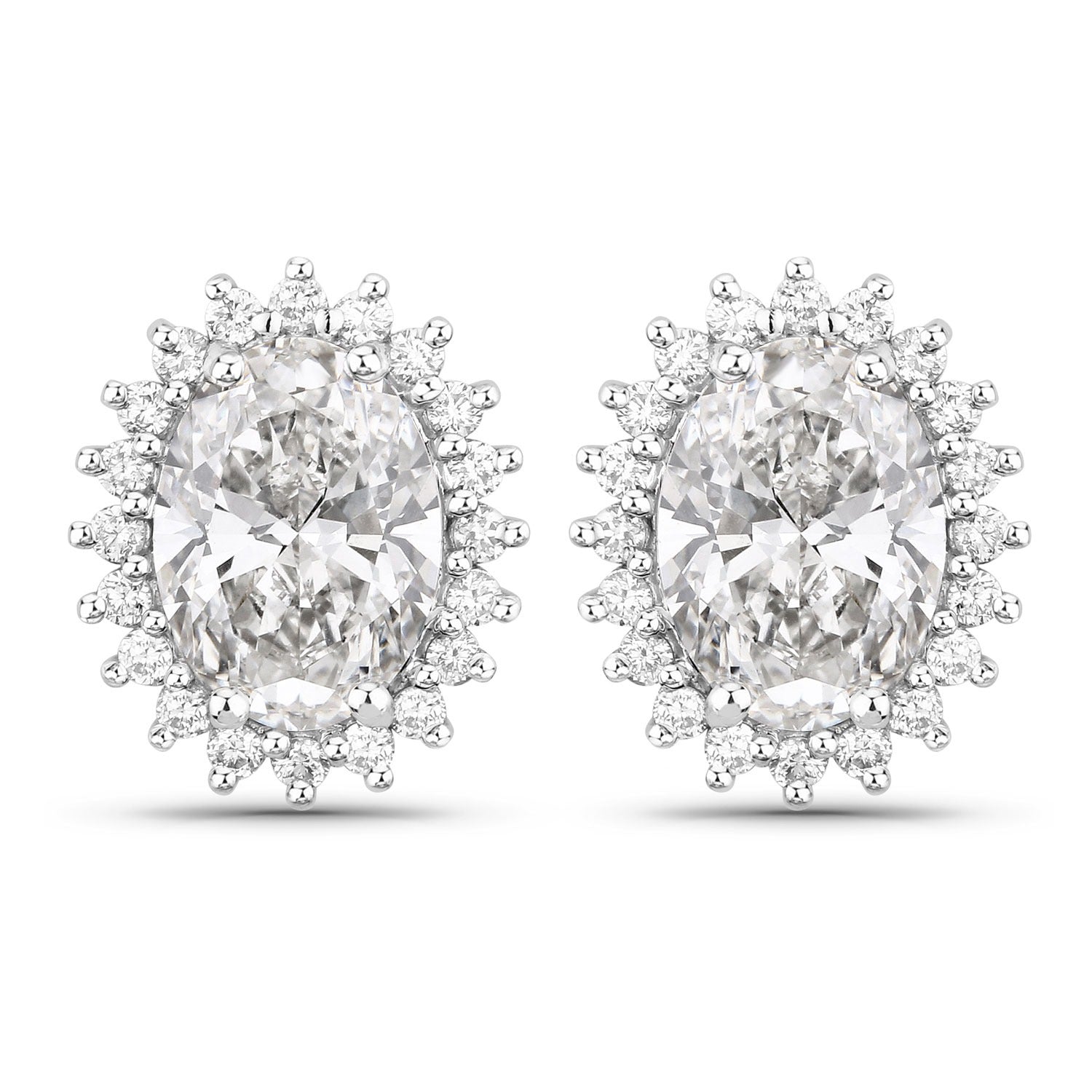 2.45 Ct Oval Lab Grown Diamond Prong Platinum Bridal Stud Earrings