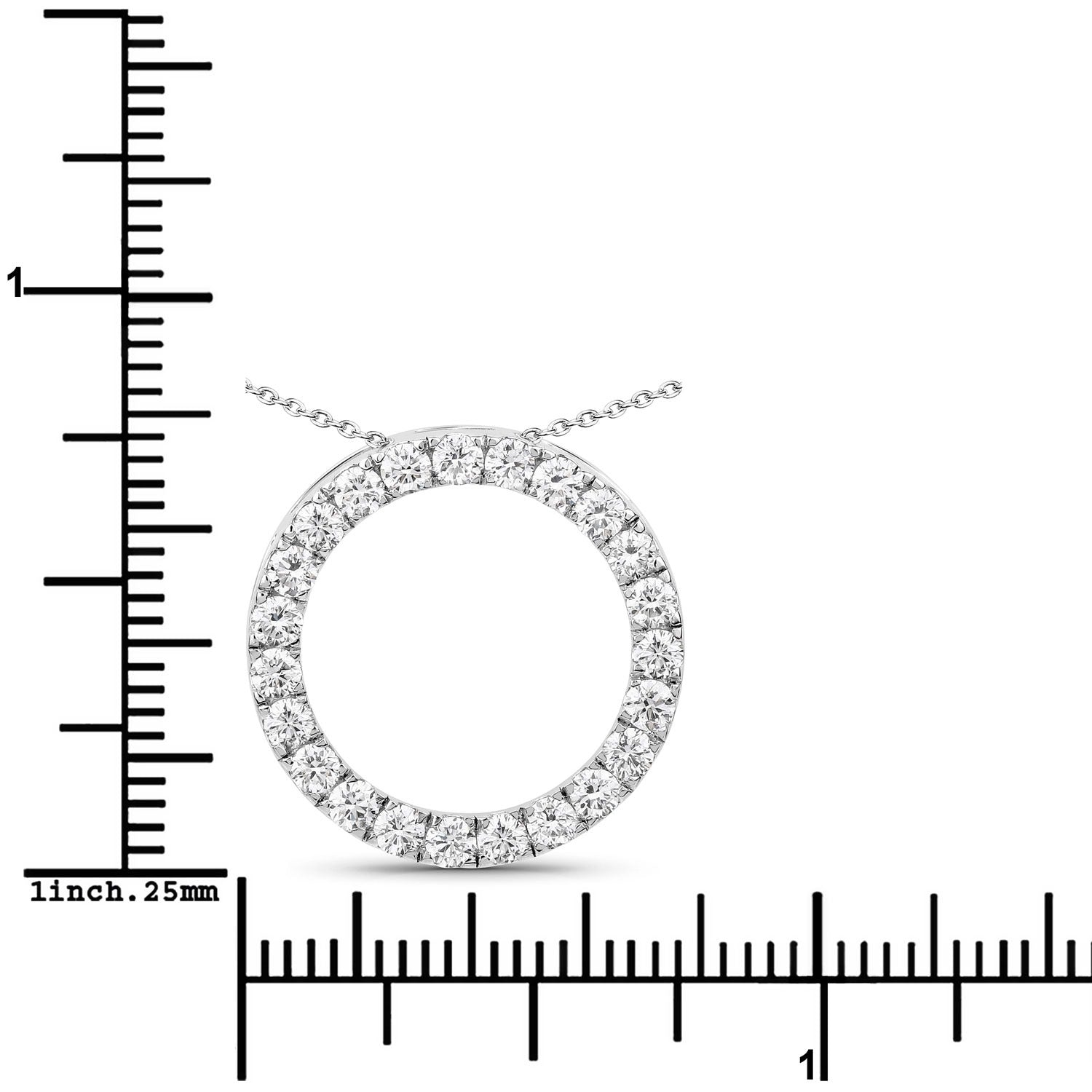 1.04 Cttw Round Lab Grown Diamond Rhodium Plated Silver Circle of Life Pendant Necklace