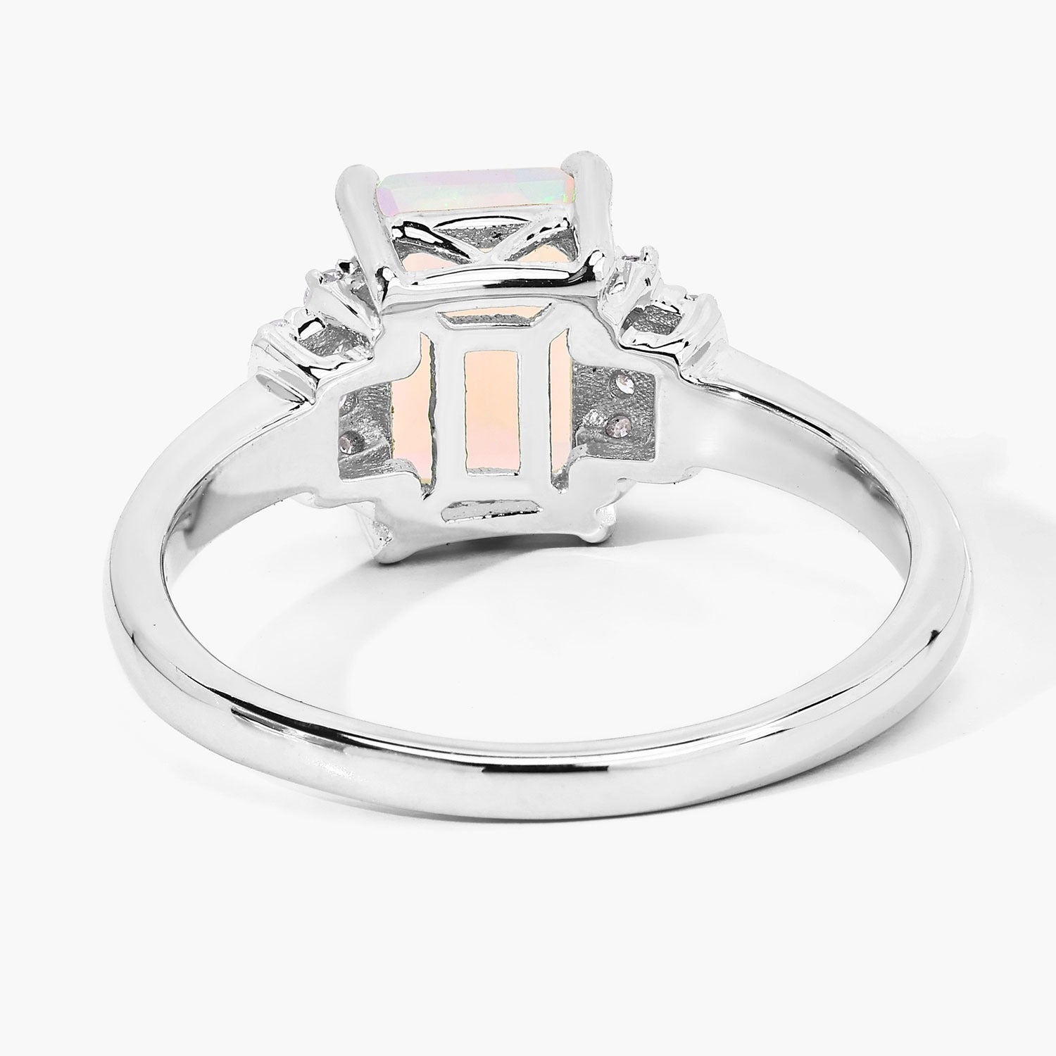 1.19 Ct Genuine Ethiopian Opal and Lab Diamond Sterling Silver Cocktail Ring Fine Color Jewels