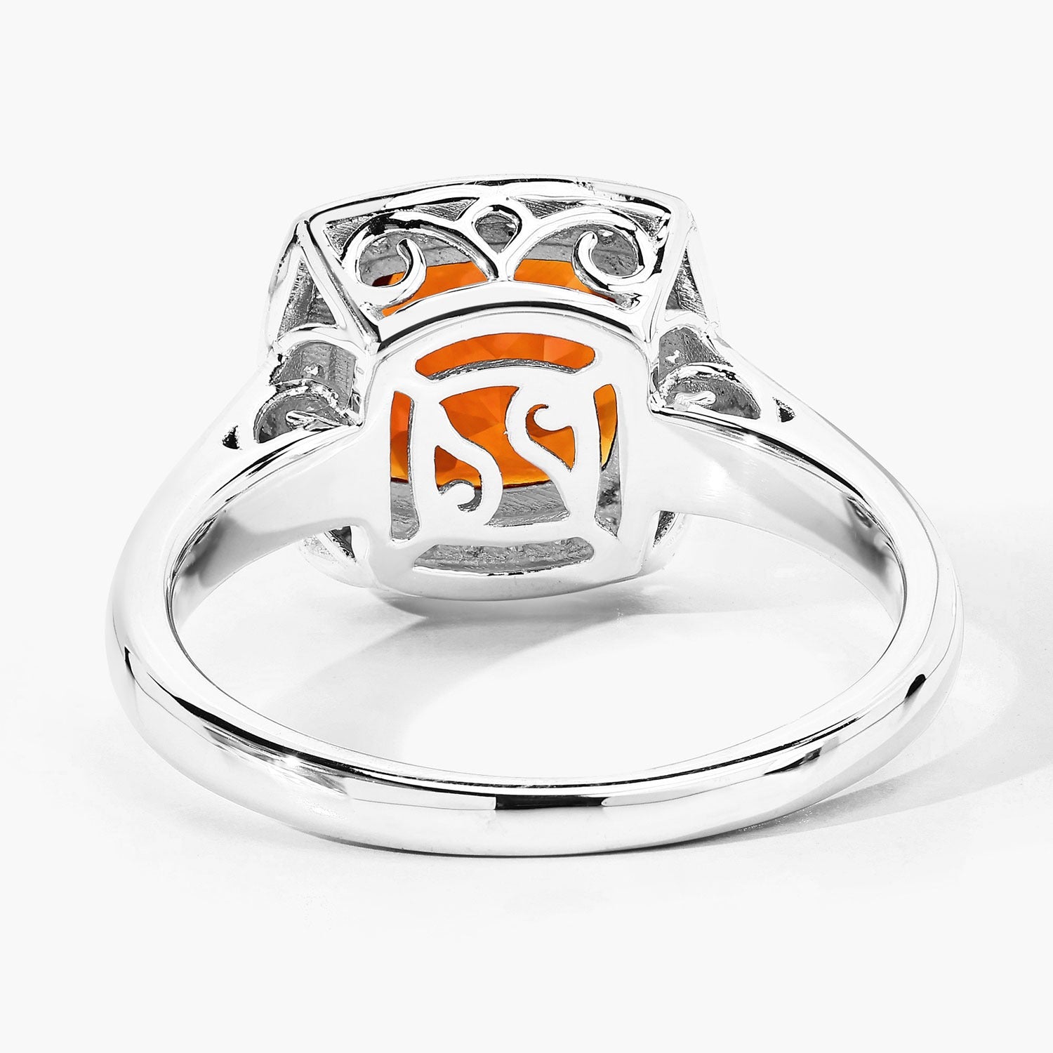 2.17 Ct Genuine Cushion Cut Citrine Lab Diamond Silver Halo Ring Fine Color Jewels