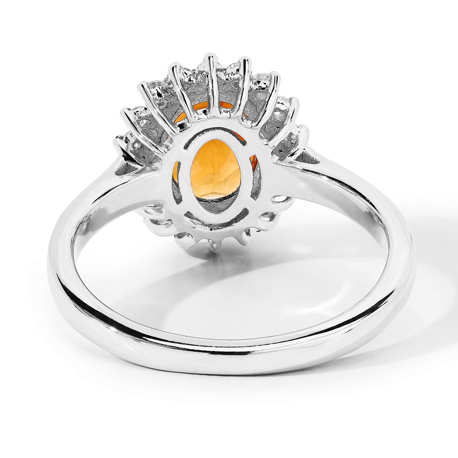 1.97 Ct Genuine Madeira Citrine and Lab Grown Diamond Silver Halo Ring