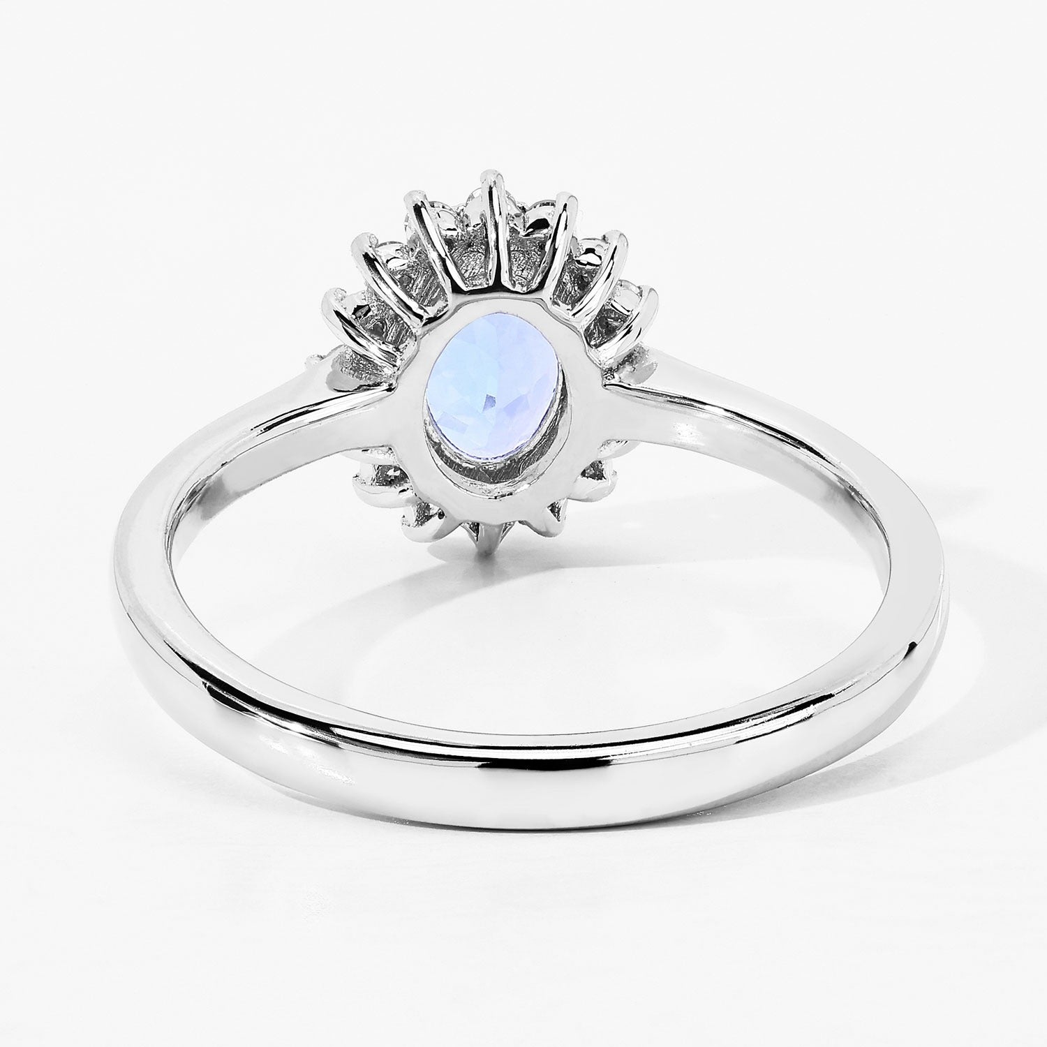 0.91 Ct Genuine Oval Tanzanite and Lab Diamond Silver Halo Ring Fine Color Jewels