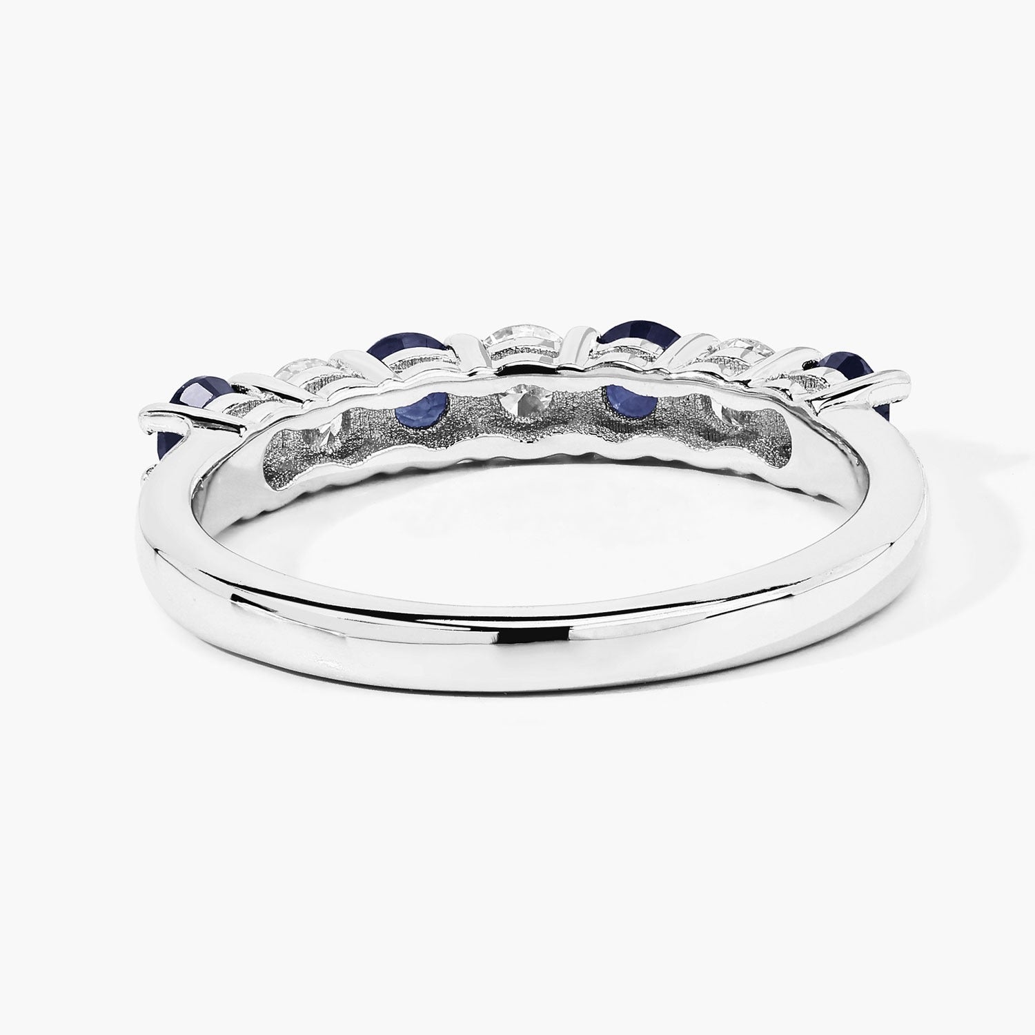 0.85 Ct Genuine Blue Sapphire Lab Diamond Silver Eternity Ring Fine Color Jewels