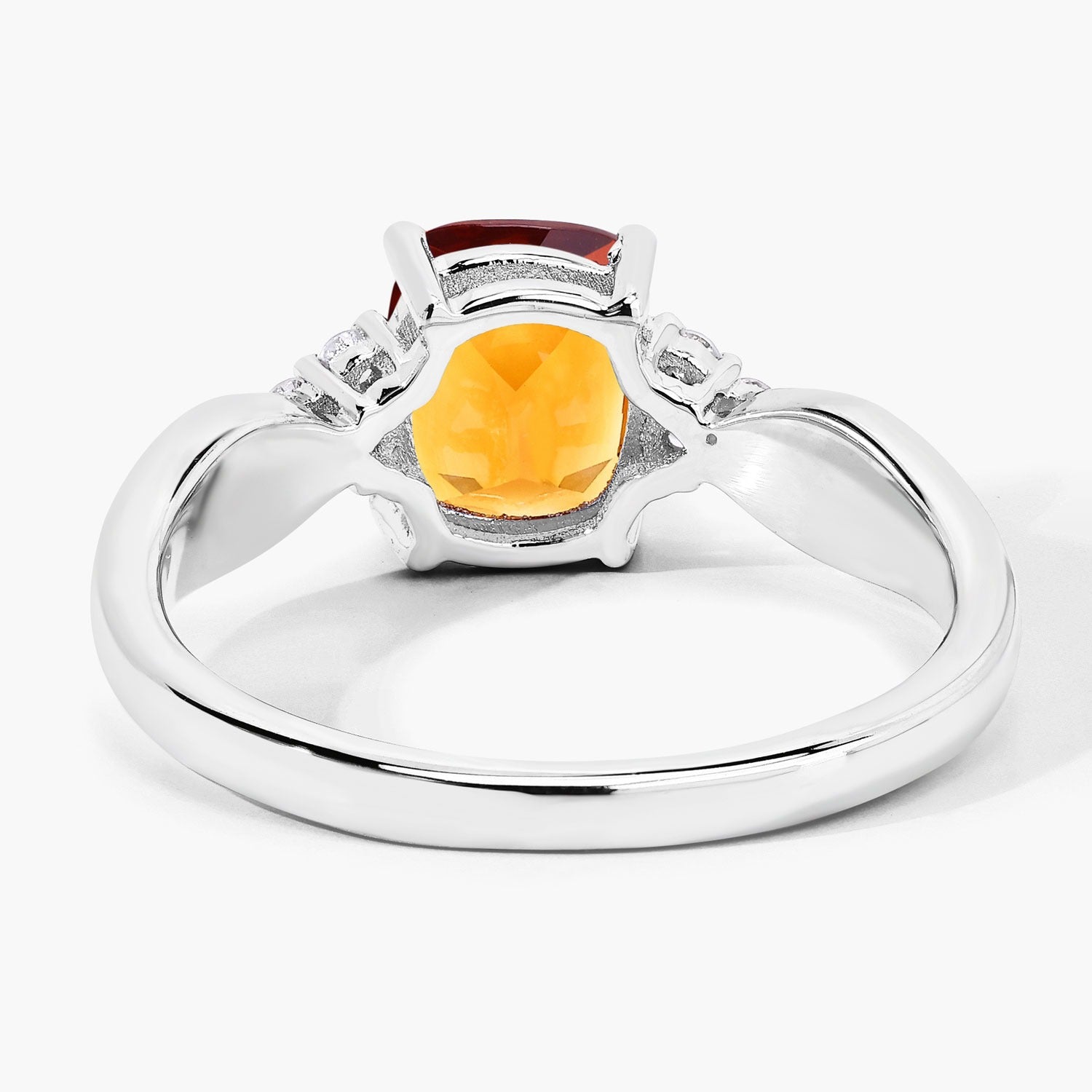 1.39 Ct Genuine Madeira Citrine and Lab Diamond Silver Cushion Cut Cocktail Ring Fine Color Jewels