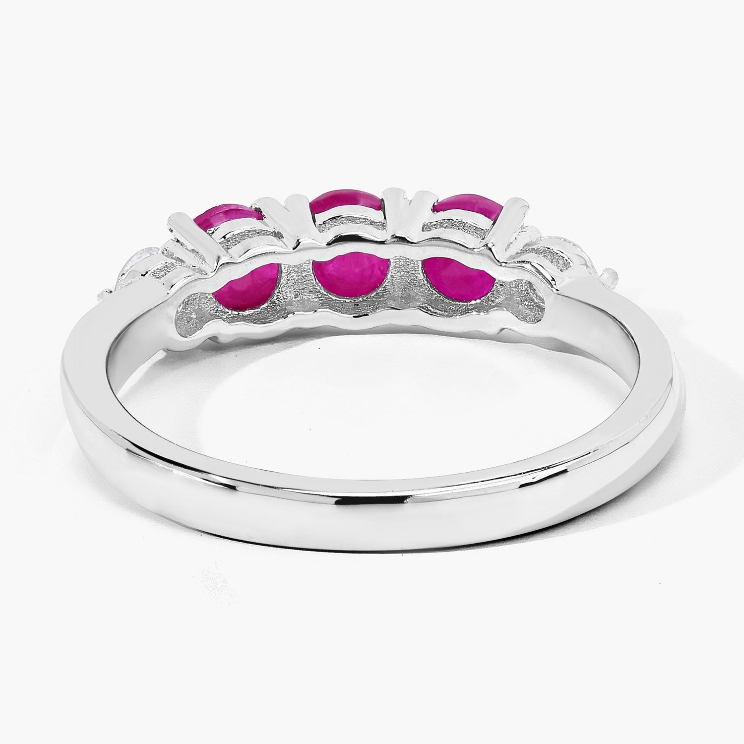 1.03 Ct Genuine Mozambique Ruby and Lab Diamond 5 Stone Ring Fine Color Jewels