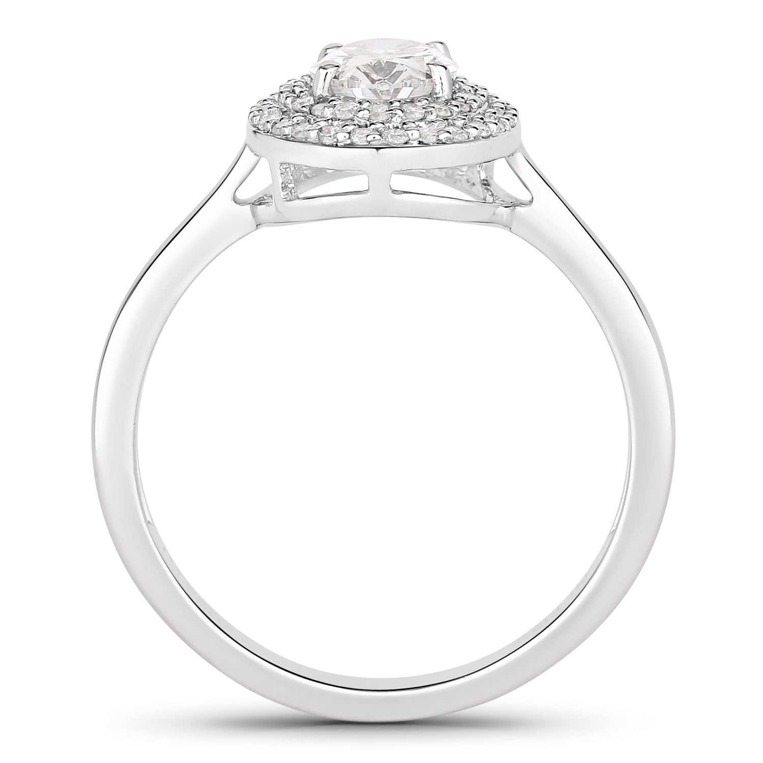 0.91 Ct Oval Lab Grown Diamond Platinum Double Halo Bridal Ring