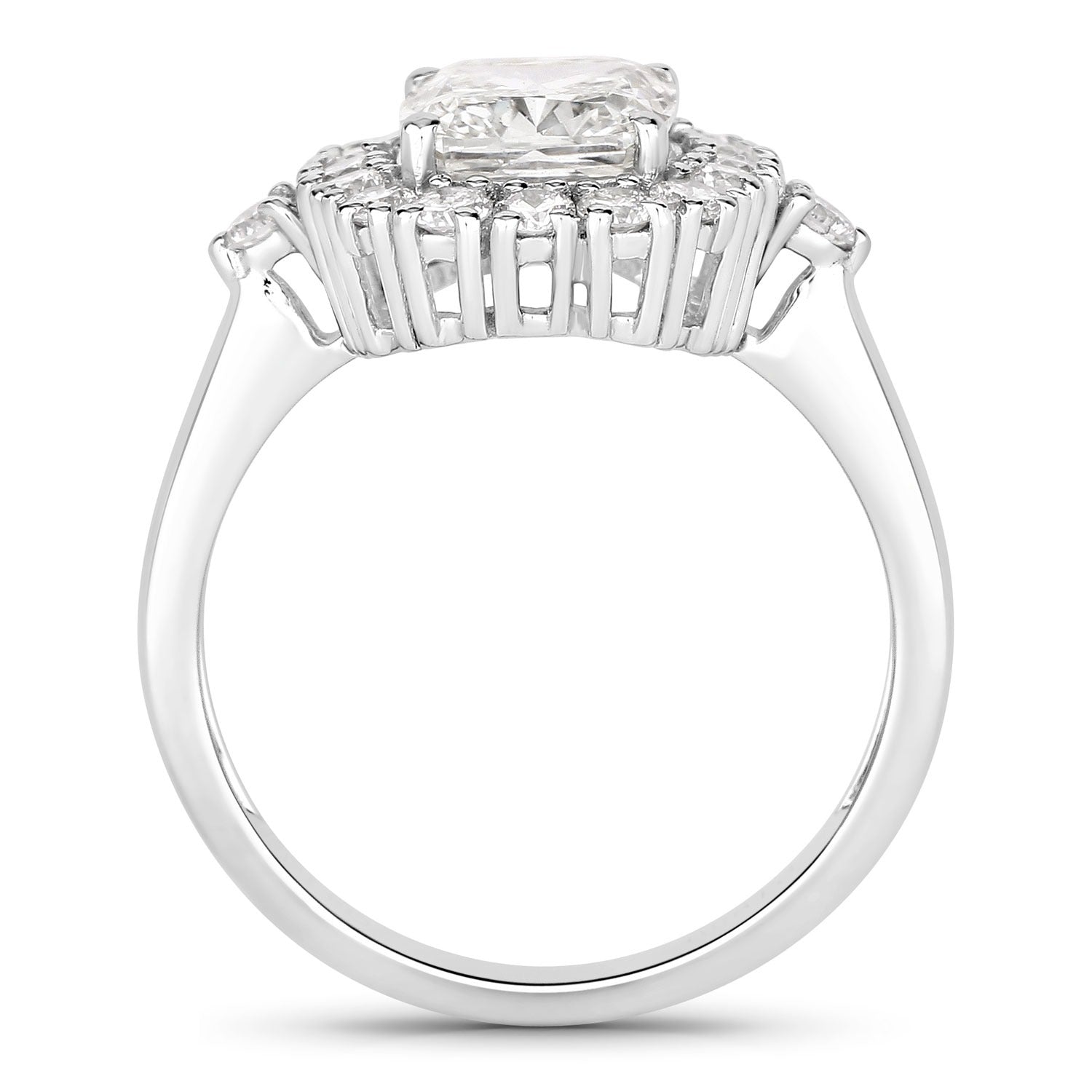3.07 Ct Cushion Lab Grown Diamond Platinum Halo Bridal Ring