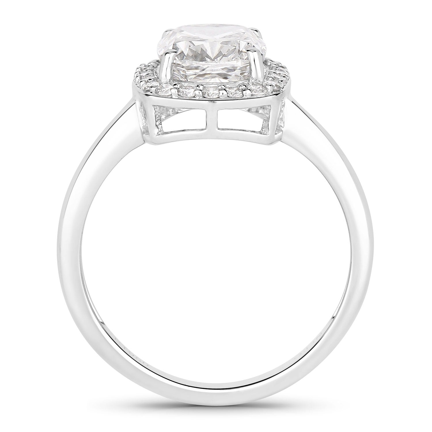 2.74 Ct Cushion Lab Grown Diamond Platinum Bridal Halo Ring
