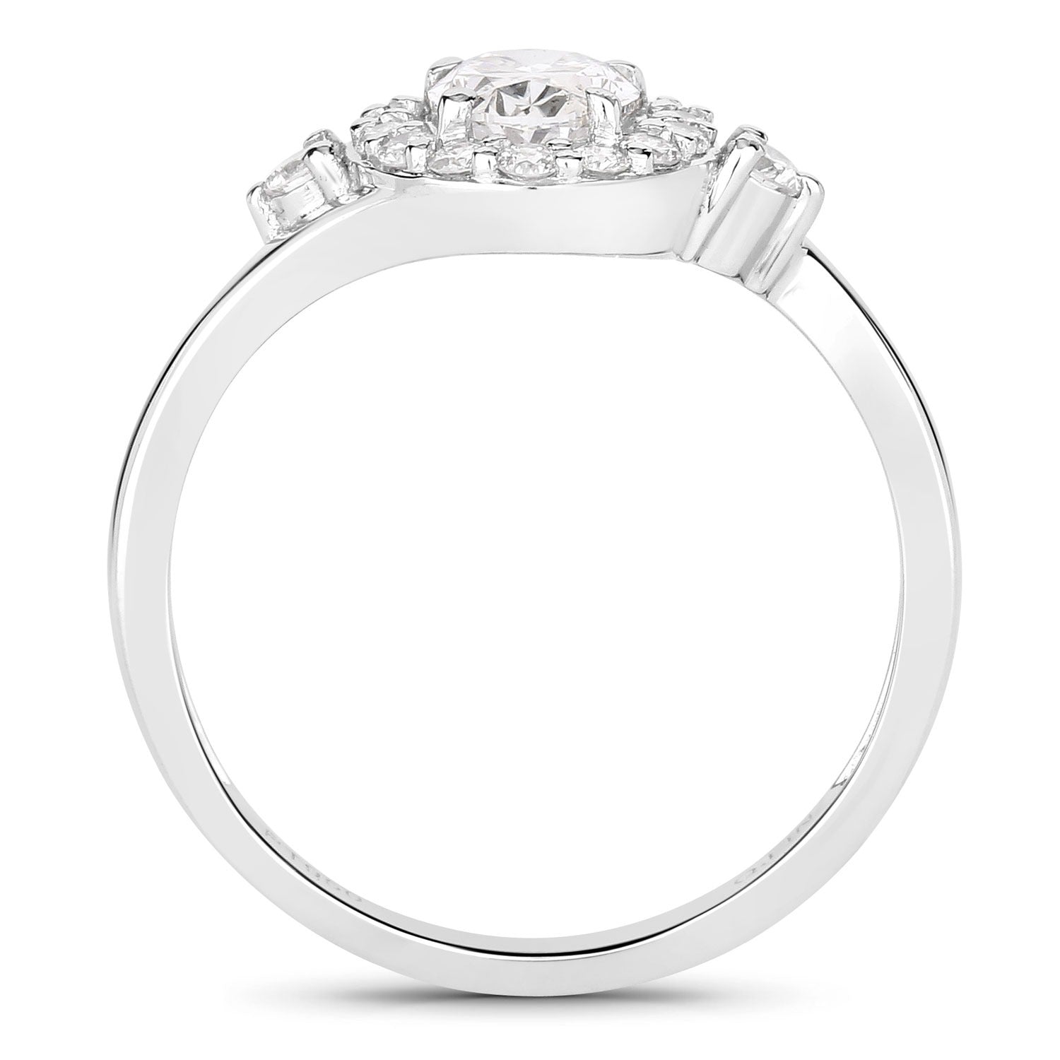 1.02 Ct Oval Lab Grown Diamond Platinum Halo Bypass Bridal Ring