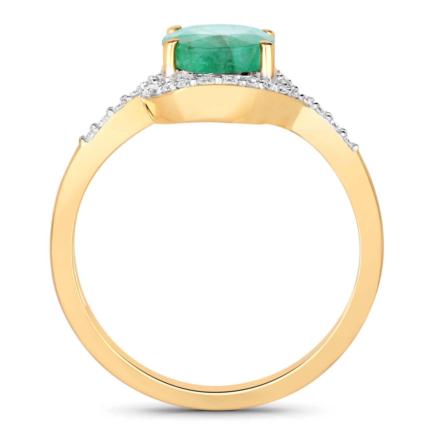 Genuine Zambian Emerald Diamond Gold Ring