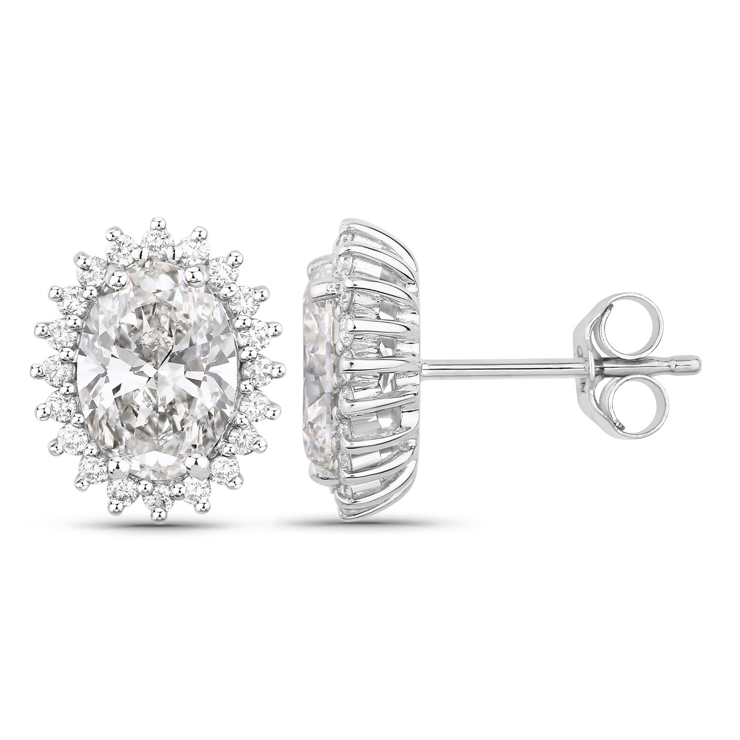 2.45 Ct Oval Lab Grown Diamond Prong Platinum Bridal Stud Earrings