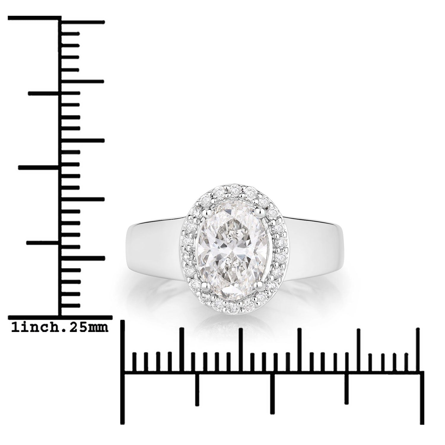 1.80 Ct Oval Lab Grown Diamond Thick Band Platinum Halo Bridal Ring