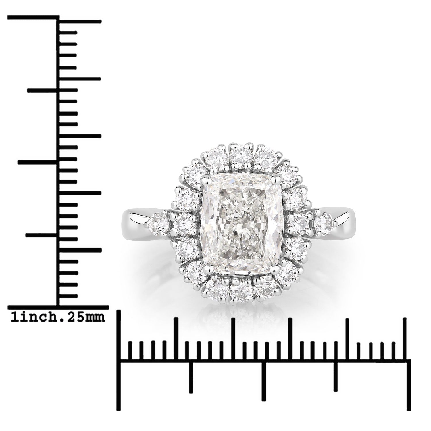 3.07 Ct Cushion Lab Grown Diamond Platinum Halo Bridal Ring