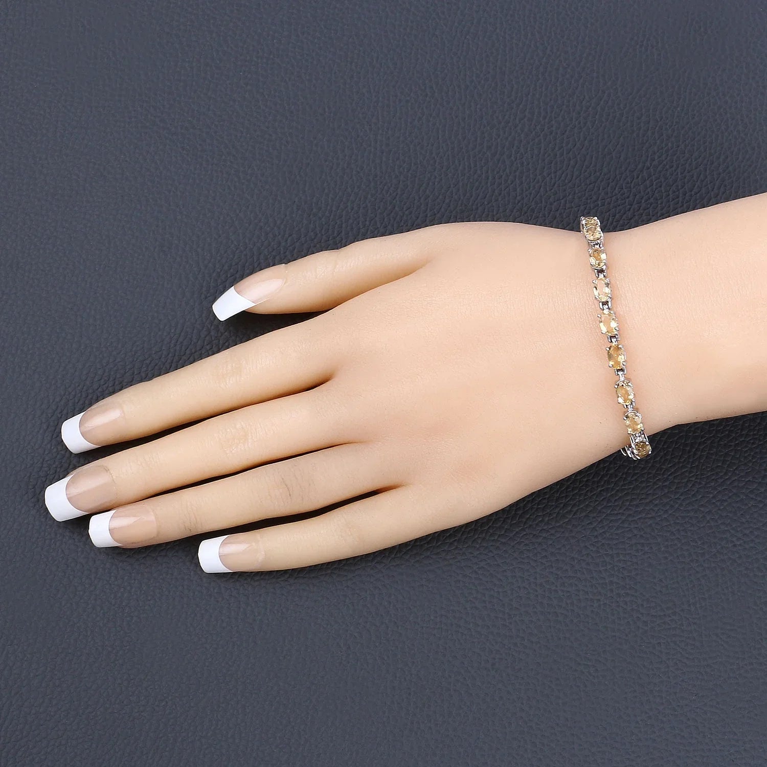 Genuine Citrine Sterling Silver Bracelet