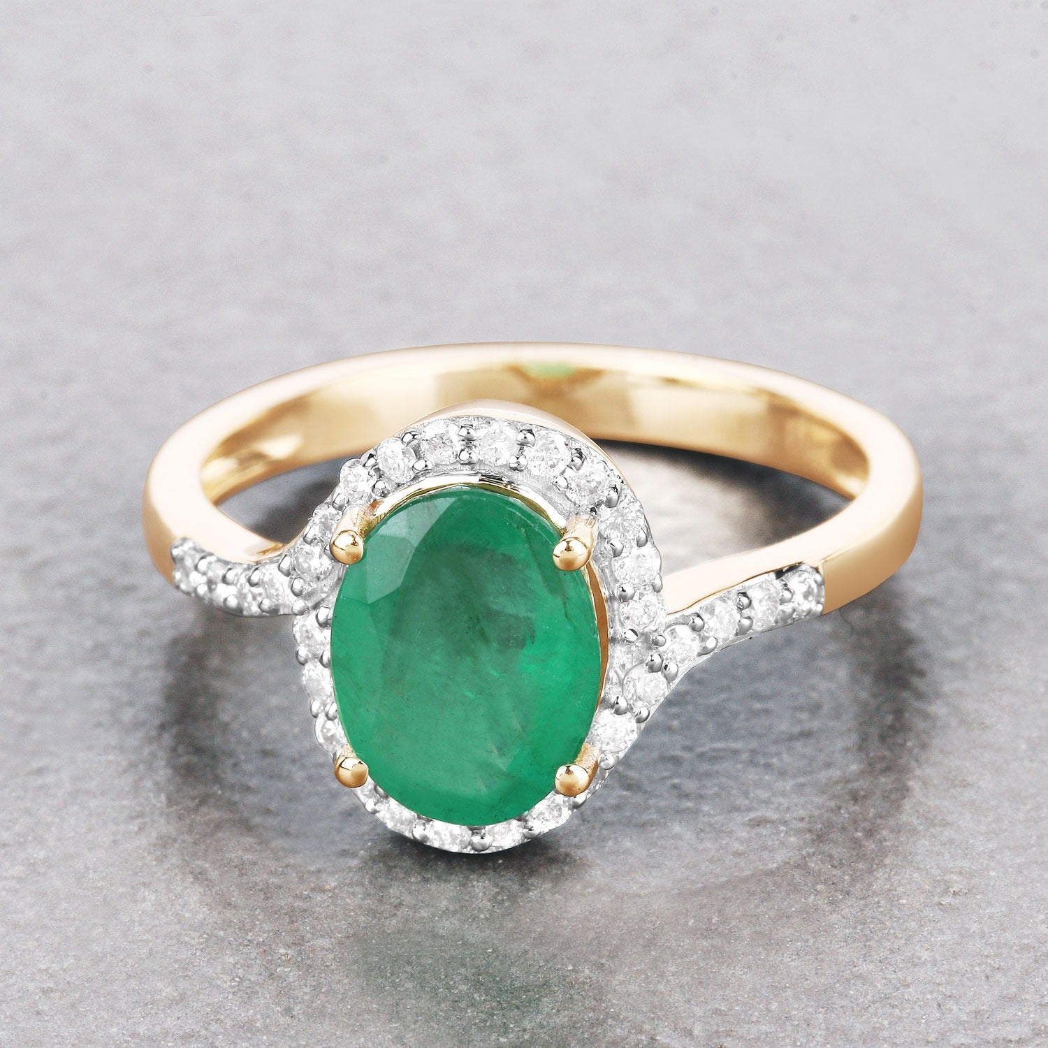 Genuine Zambian Emerald Diamond Gold Ring