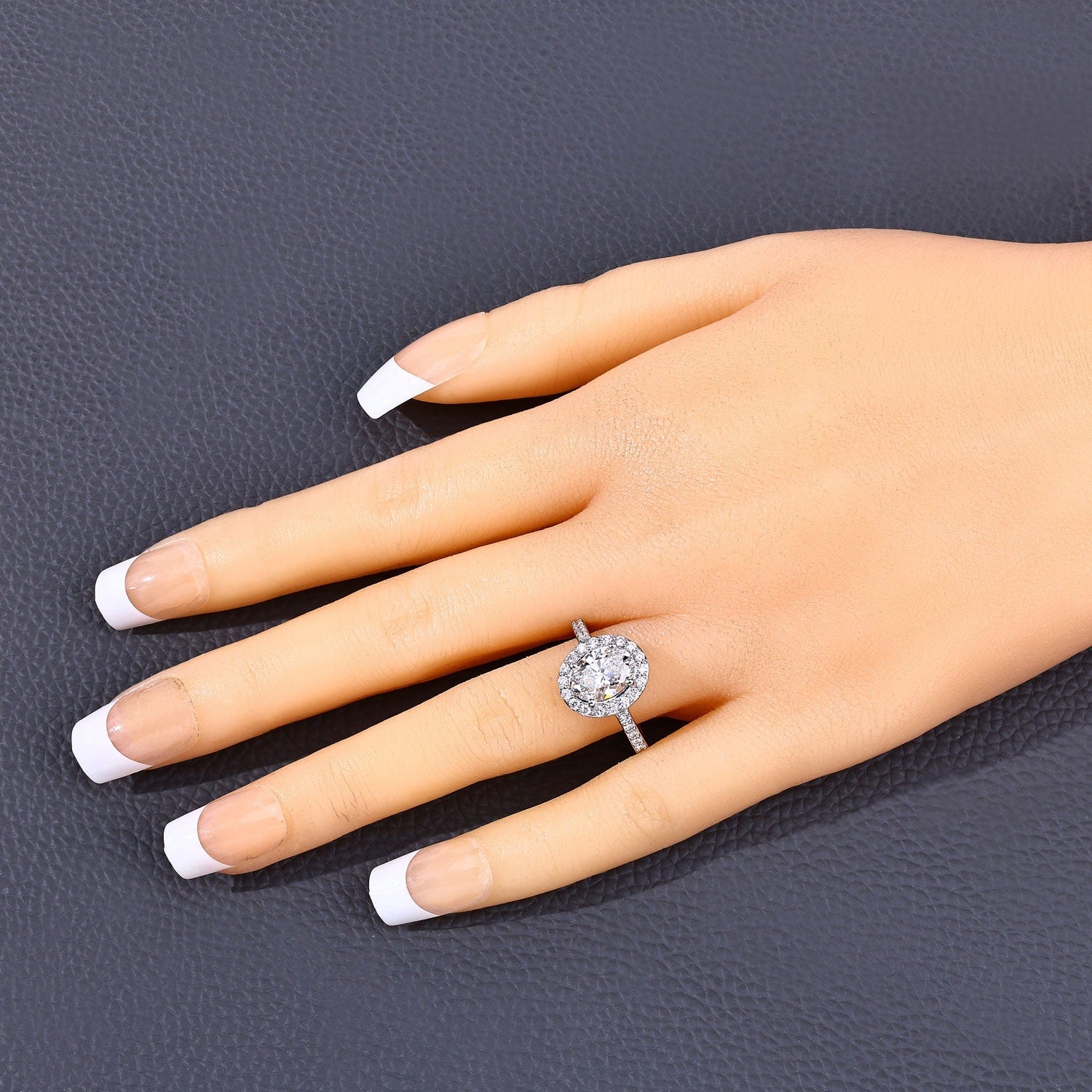 1.98 Ct Oval Lab Diamond Platinum Halo Bridal Cathedral Ring with Pave Band