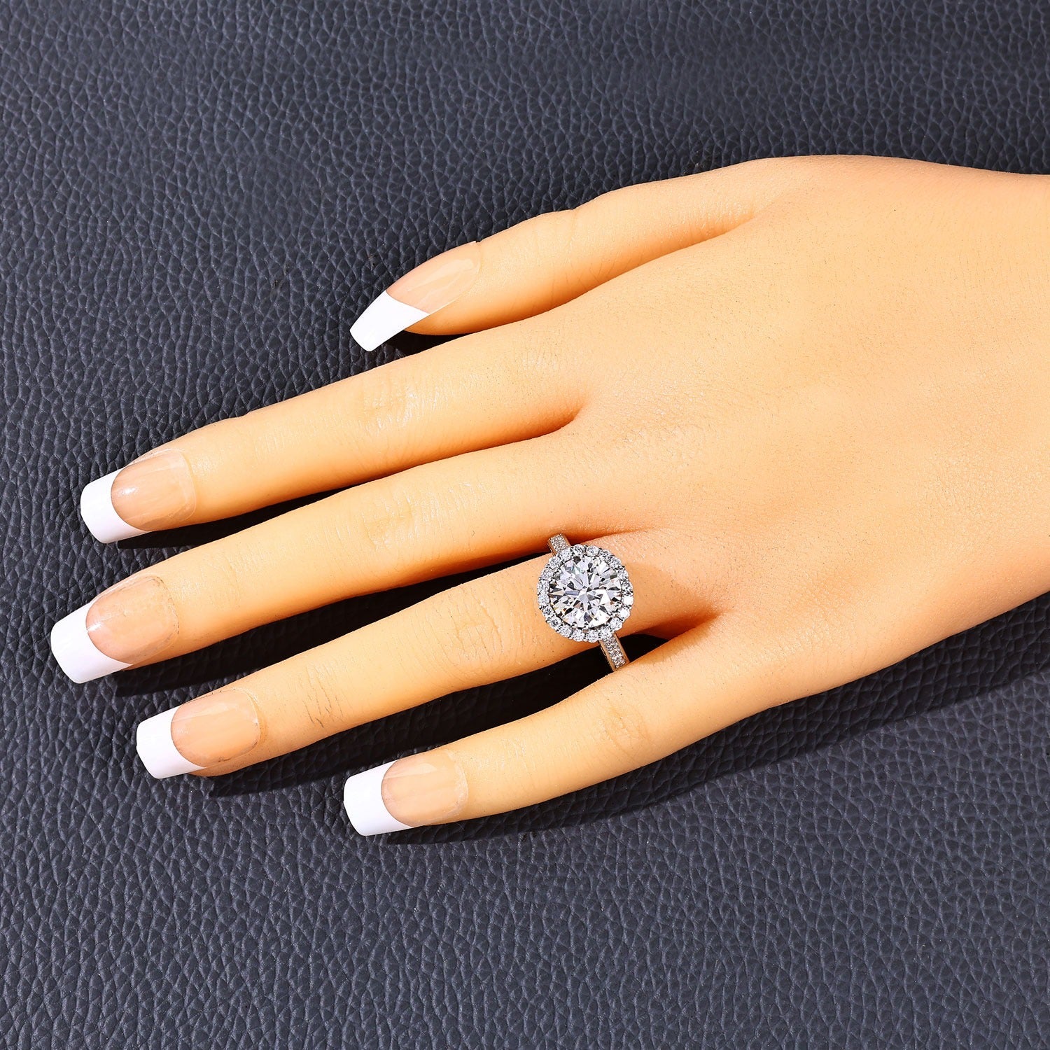 3.64 Ct Round Lab Diamond Platinum Bridal Halo Pave Cathedral Ring