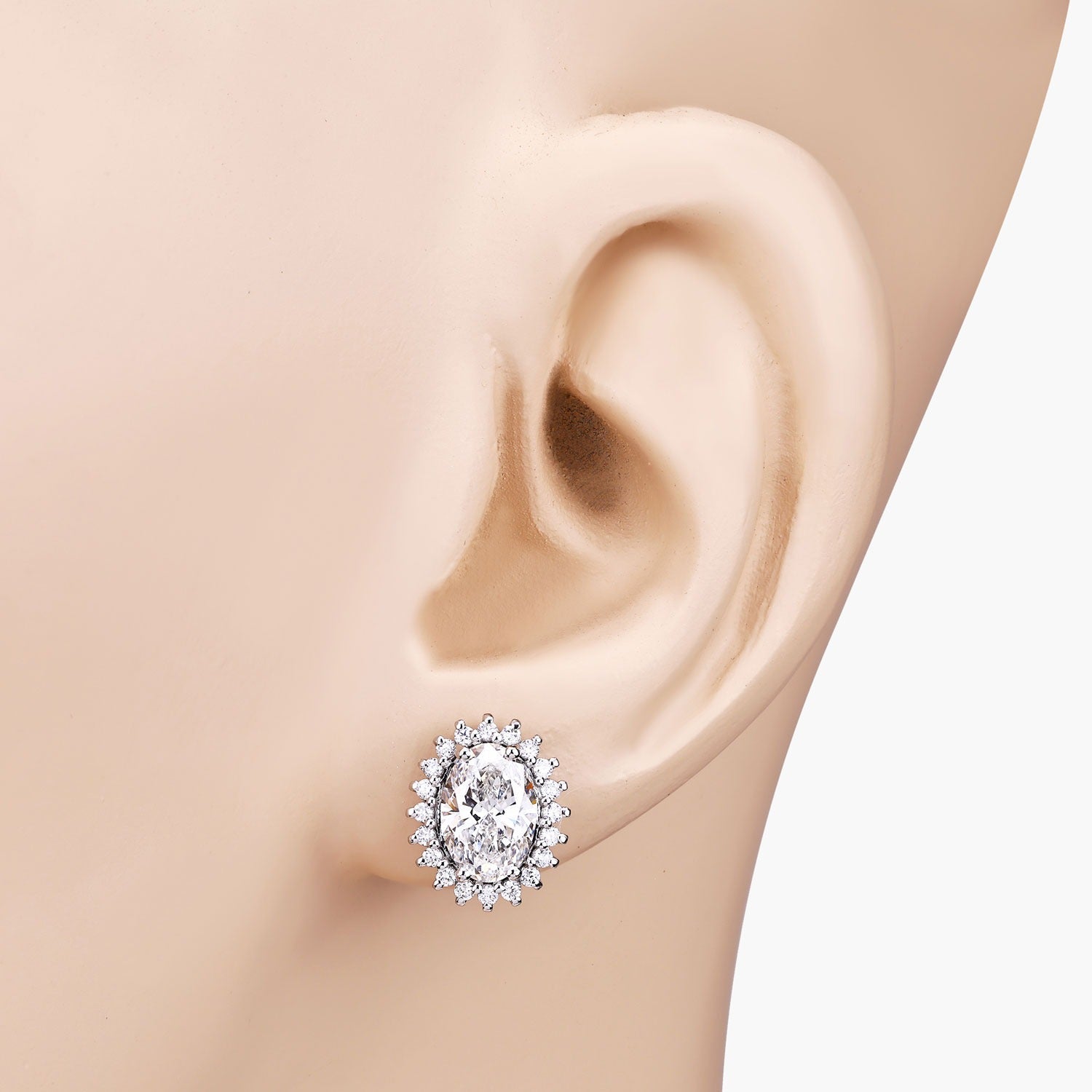 2.45 Ct Oval Lab Grown Diamond Prong Platinum Bridal Stud Earrings
