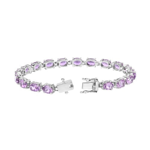 Genuine Amethyst 925 Sterling Silver Bracelet