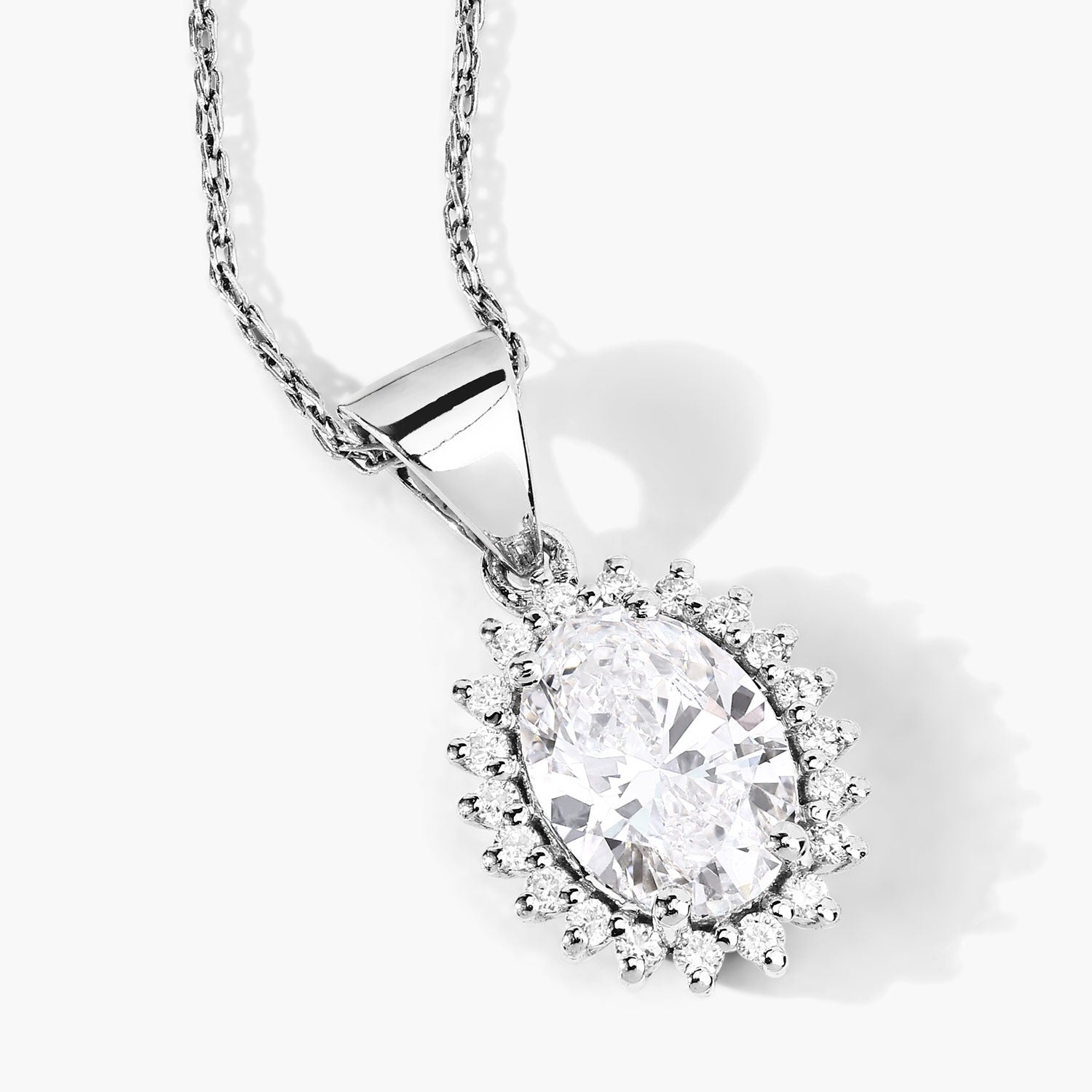 1.23 Ct Oval Lab Diamond Platinum Floral Bridal Halo Pendant