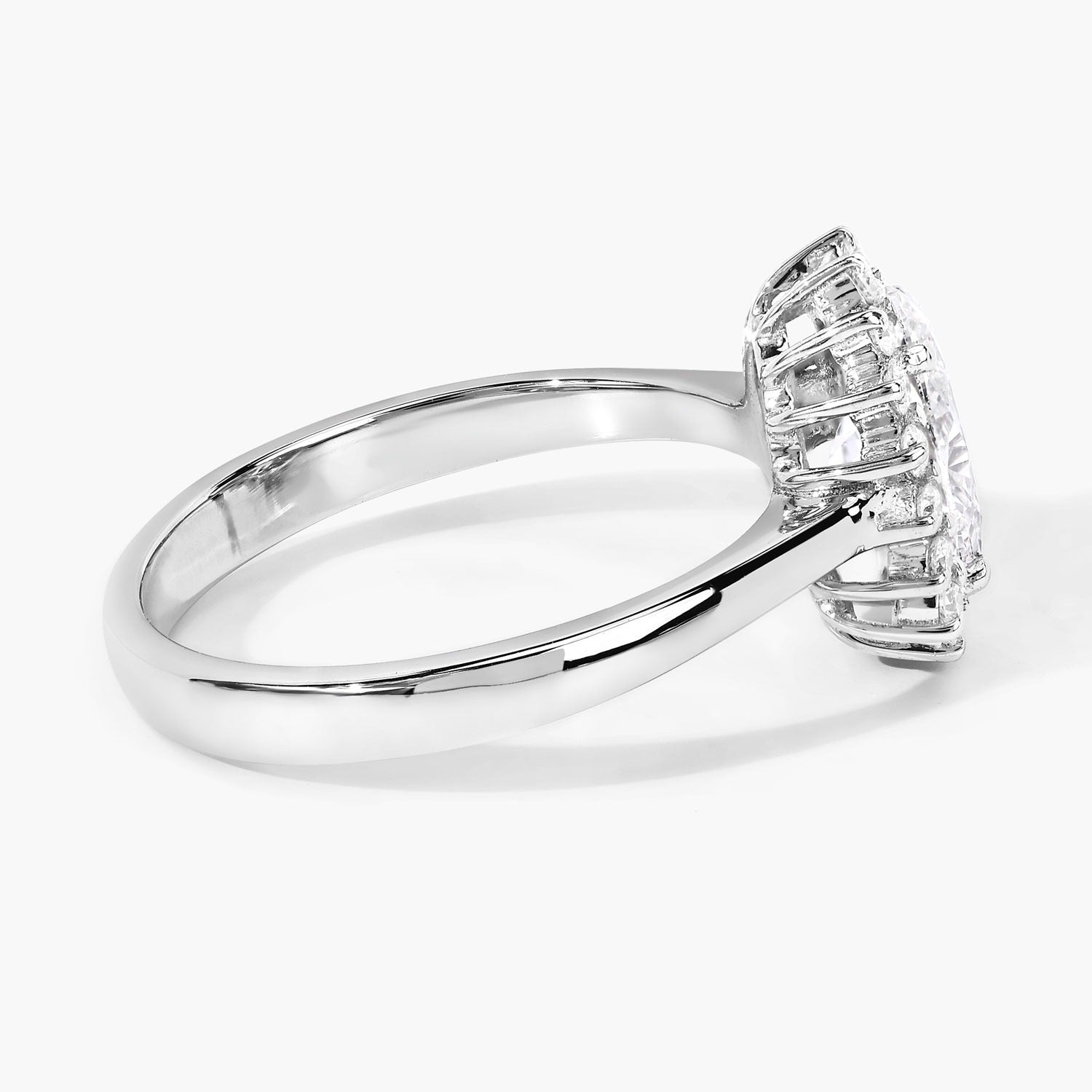 1.28 Ct Oval Lab Diamond Platinum Halo Bridal Floral Ring