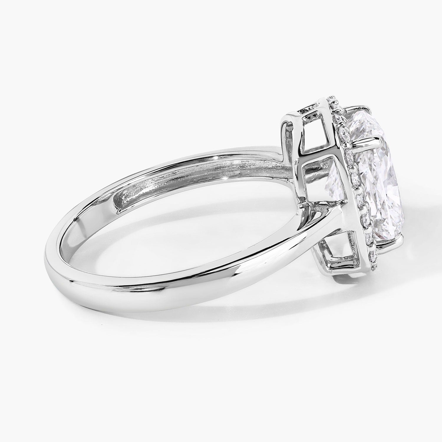 2.74 Ct Cushion Lab Grown Diamond Platinum Bridal Halo Ring