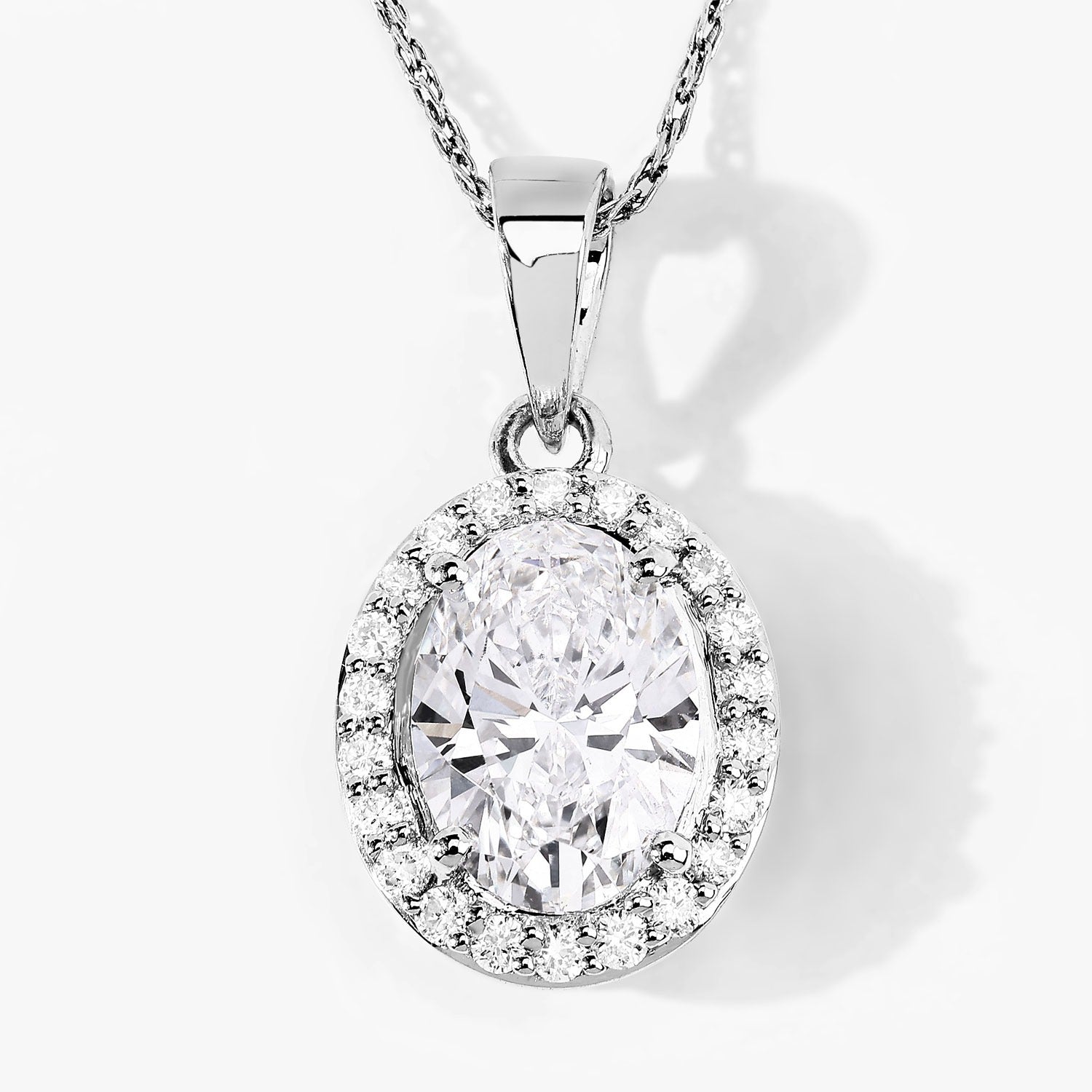 1.82 Ct Lab Grown Diamond Platinum Oval Halo Bridal Pendant