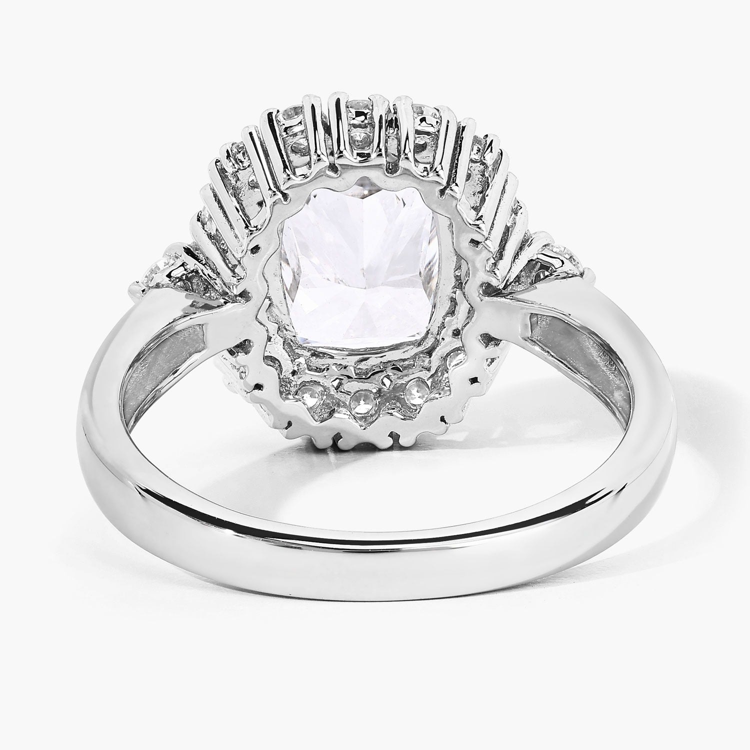 3.07 Ct Cushion Lab Grown Diamond Platinum Halo Bridal Ring