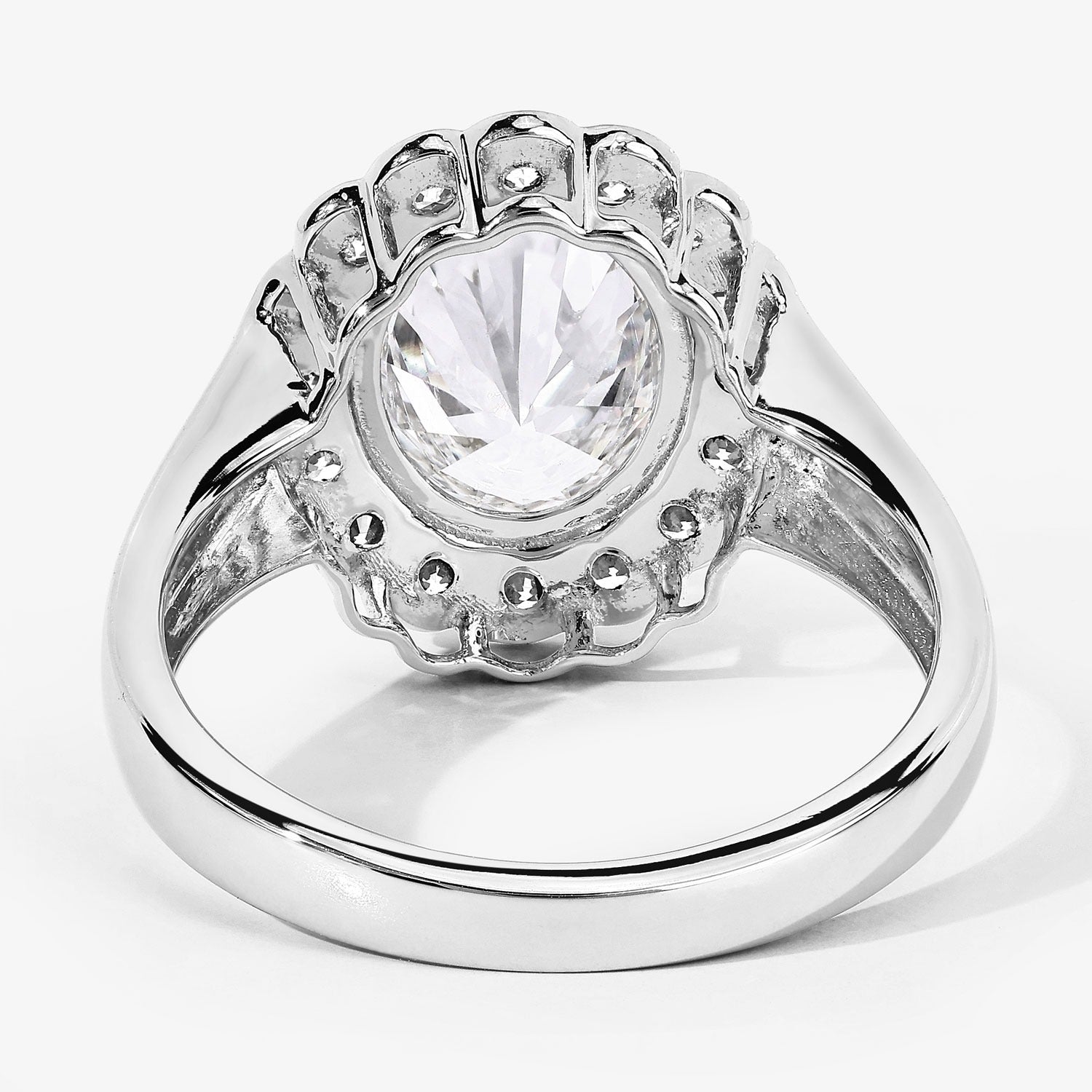 2.48 Ct Oval Lab Grown Diamond Platinum Floral Halo Bridal Ring