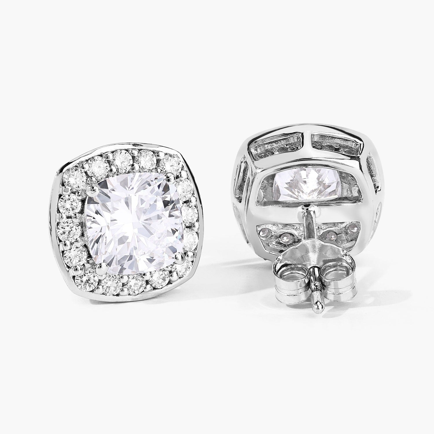 3.08 Ct Cushion Lab Grown Diamond Prong Platinum Bridal Stud Earrings