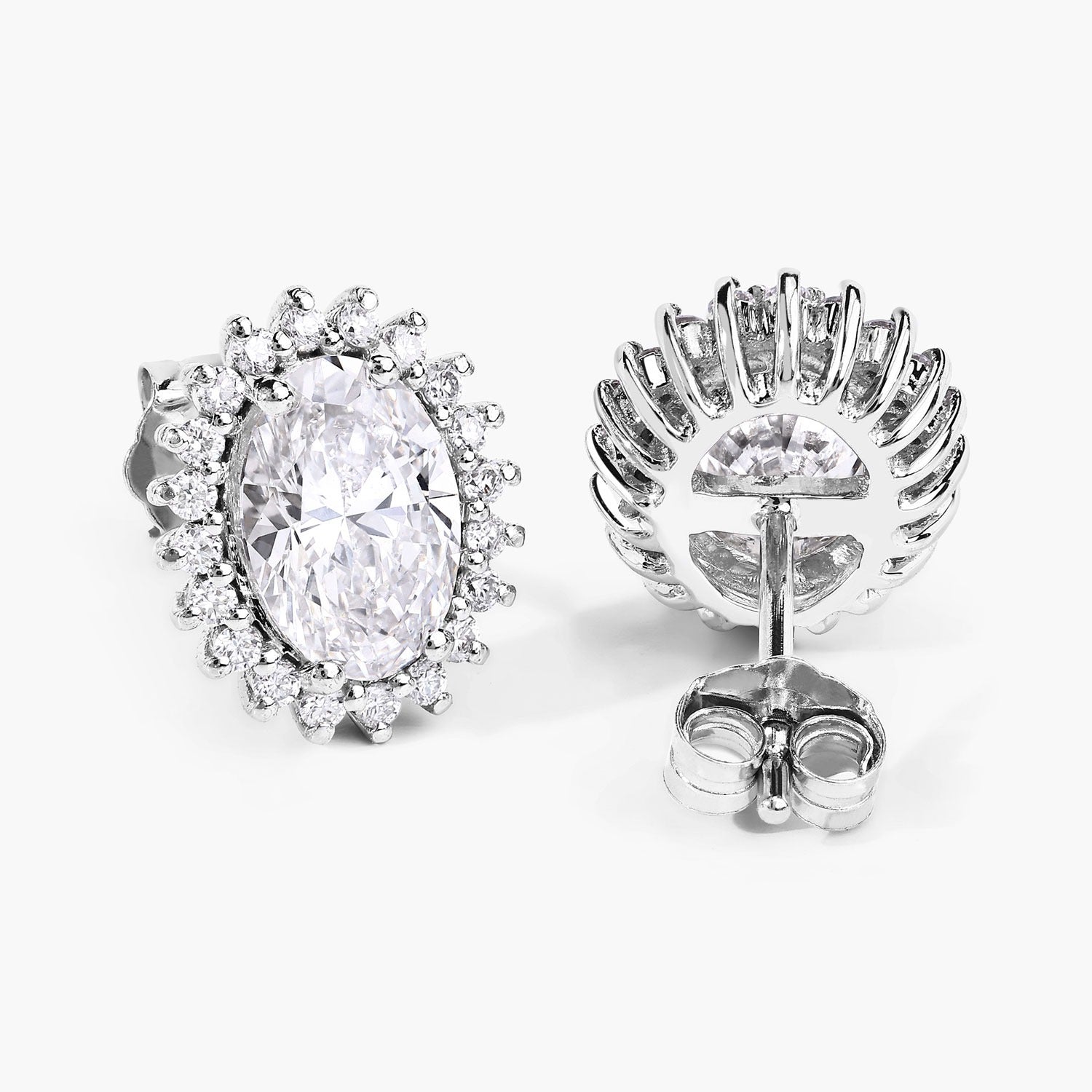 2.45 Ct Oval Lab Grown Diamond Prong Platinum Bridal Stud Earrings