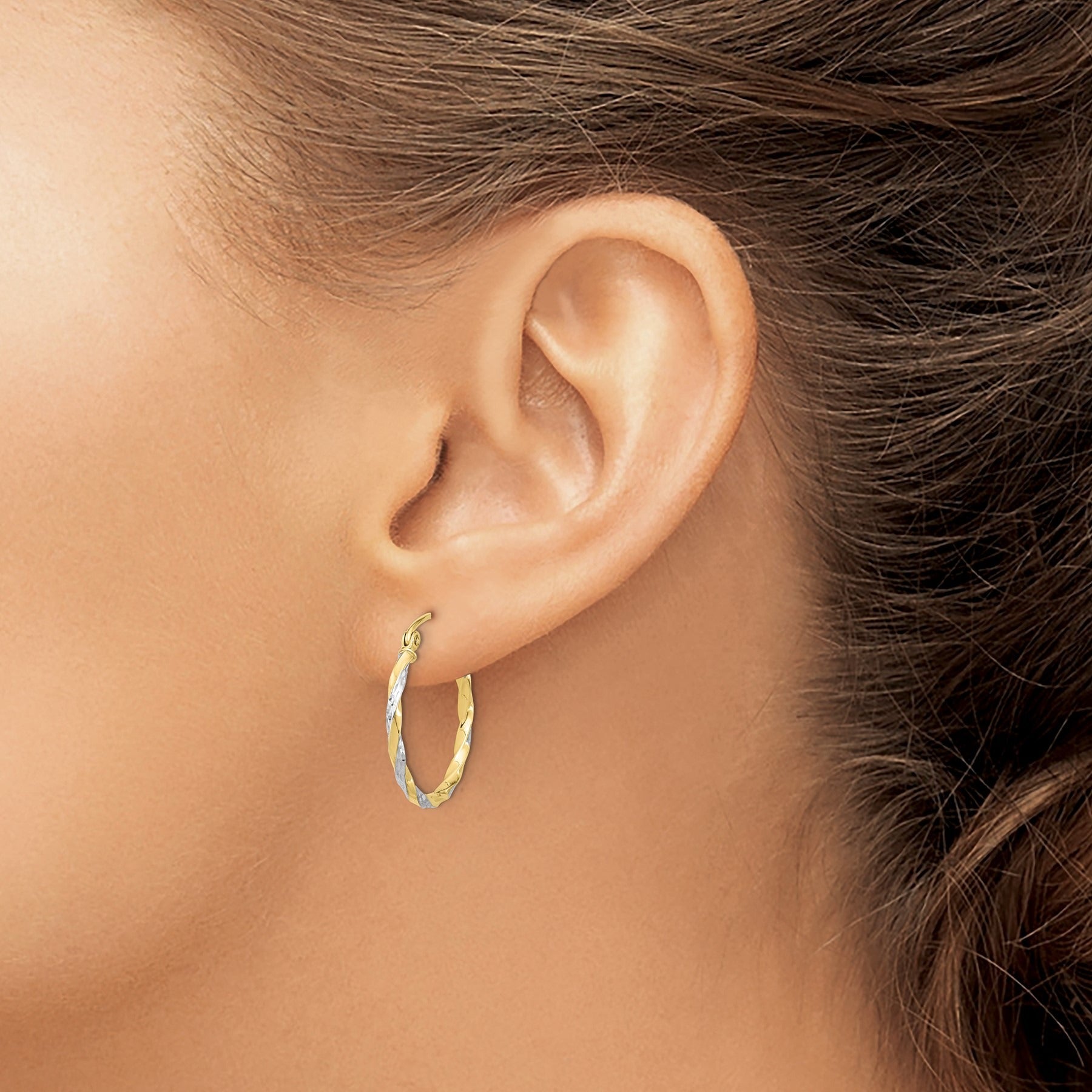 10k Gold Hollow Twisted Hoop Earrings