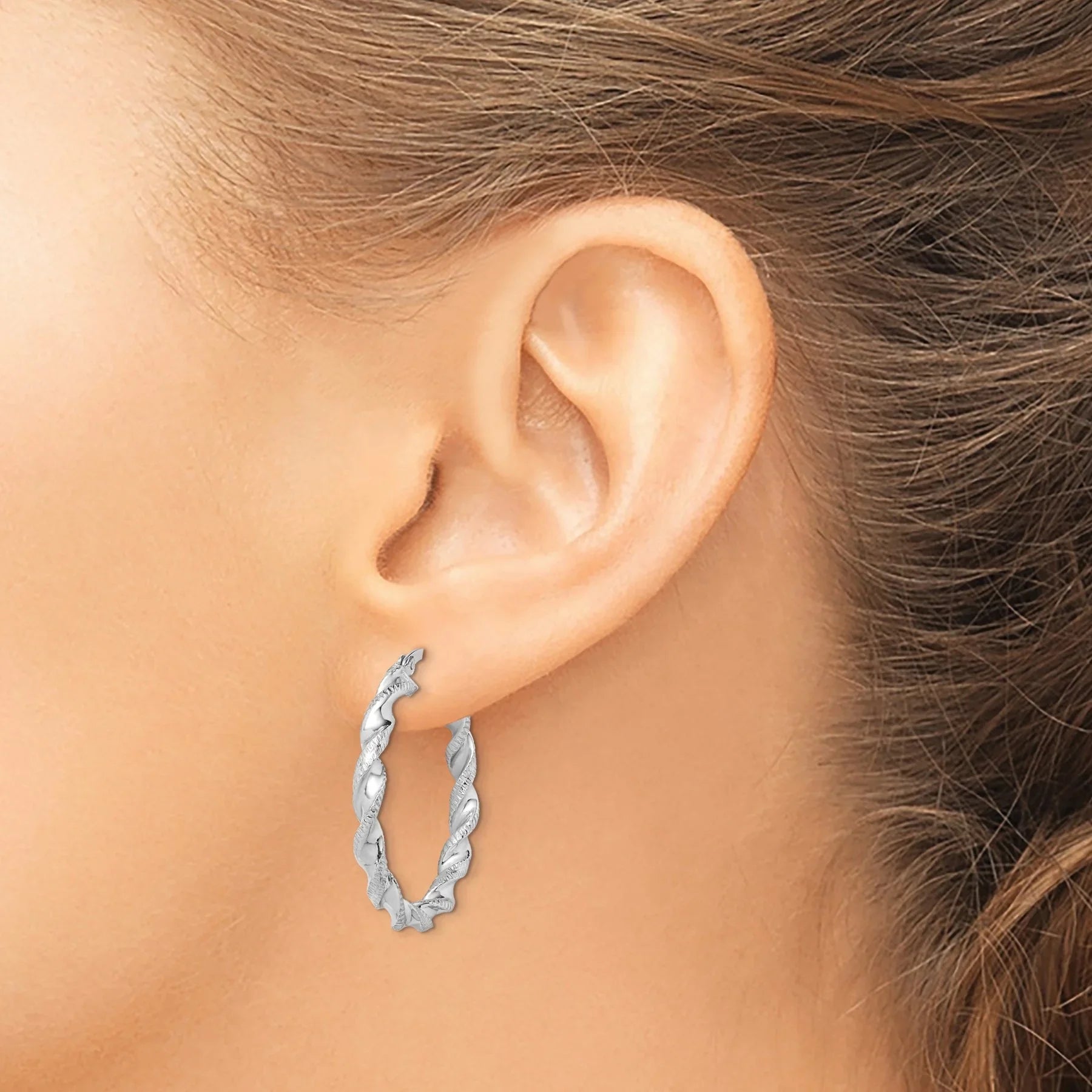 Twisted Silver Hoop Earrings