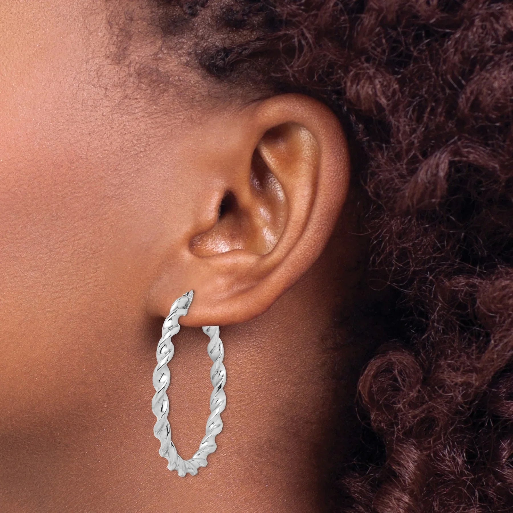 Twisted Silver Hoops Earrings